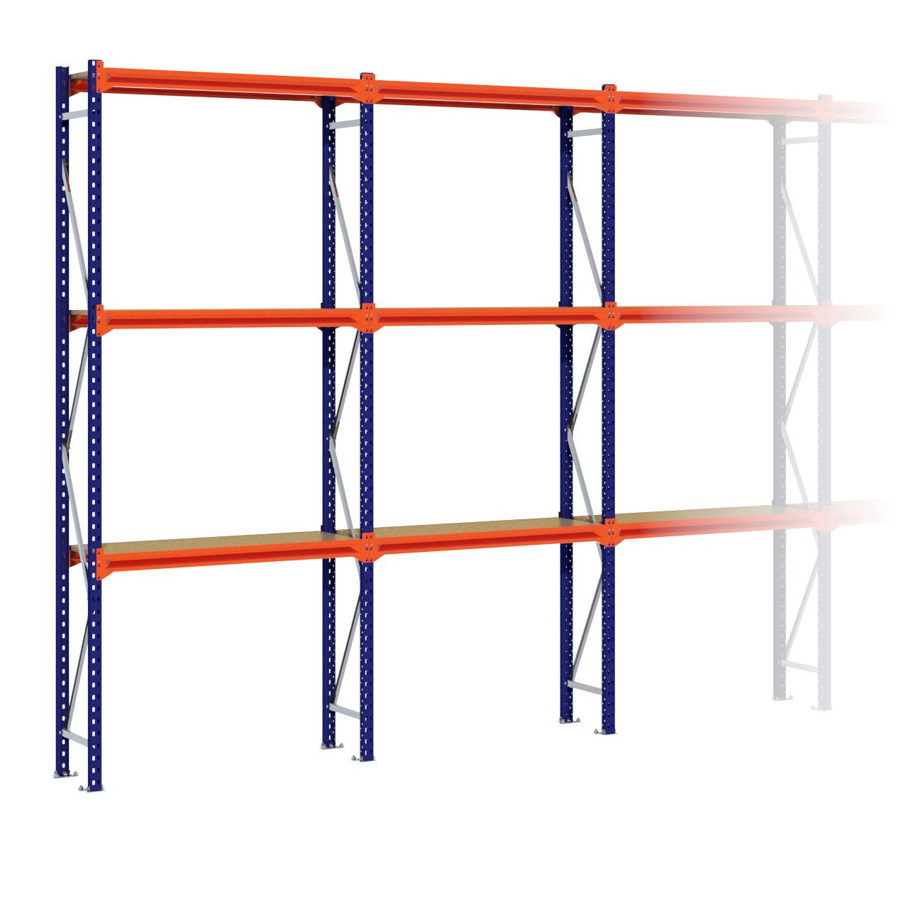 Grootvakstelling 3.000 mm x 8.800 mm x 400 mm (HxLxD) - 3 niveaus (Liggers: 1.200 mm)