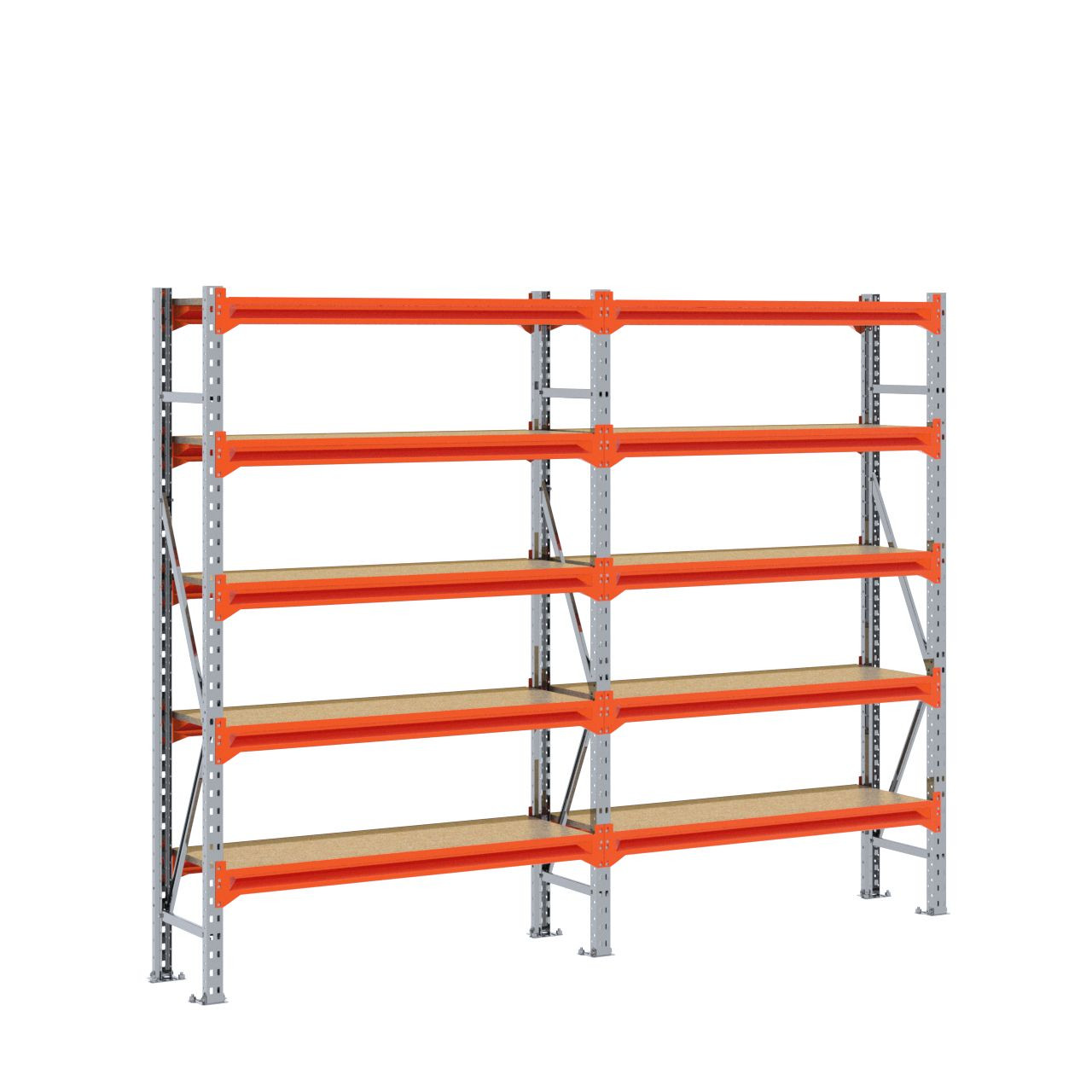 Grootvakstelling 2.000 mm x 2.500 mm x 400 mm (HxLxD) - 5 niveaus GALVA - (Liggers: 1.200 mm)