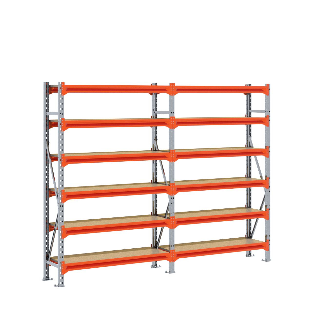 Grootvakstelling 2.000 mm x 2.500 mm x 400 mm (HxLxD) - 6 niveaus GALVA - (Liggers: 1.200 mm)