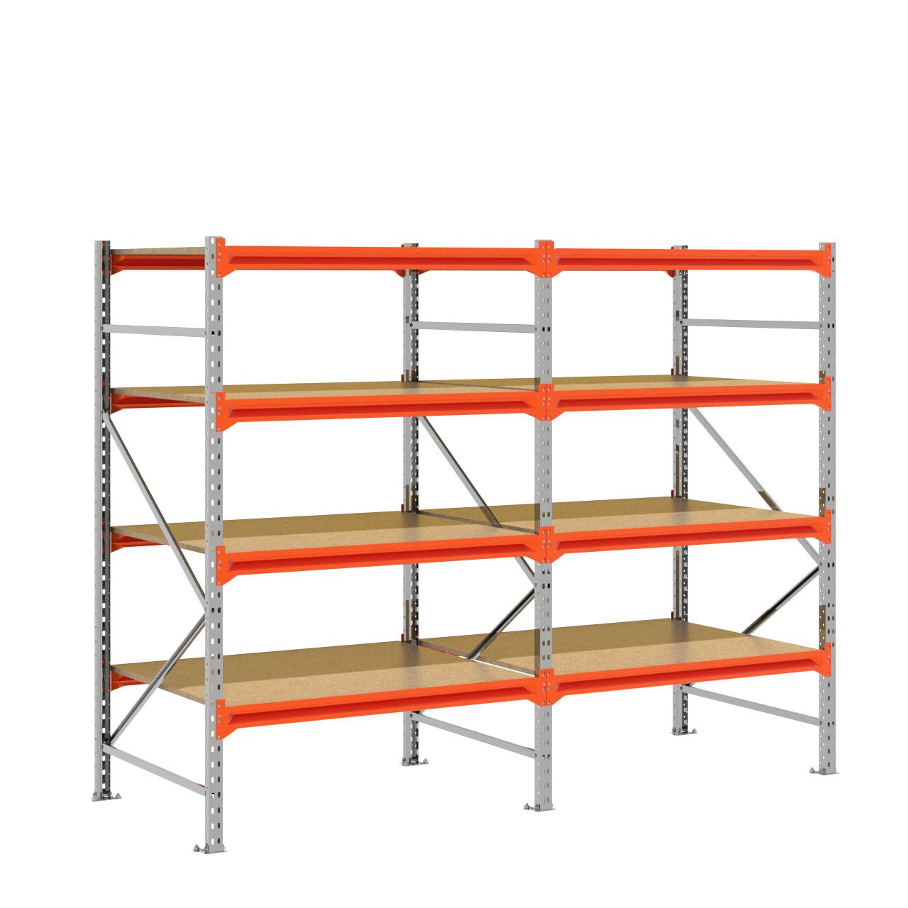 Grootvakstelling 2.000 mm x 2.500 mm x 1.000 mm (HxLxD) - 4 niveaus GALVA - (Liggers: 1.200 mm)