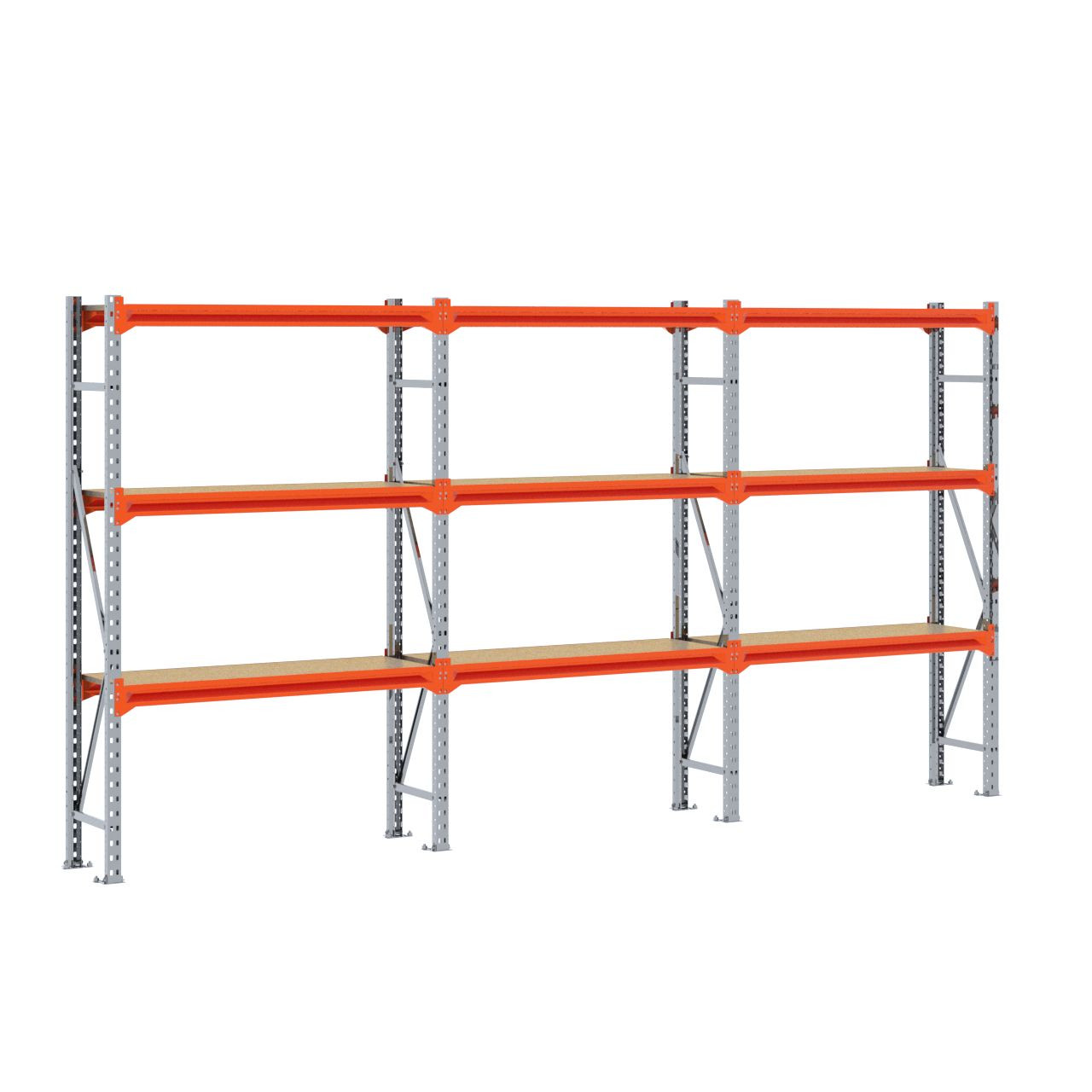 Grootvakstelling 2.000 mm x 3.800 mm x 400 mm (HxLxD) - 3 niveaus GALVA