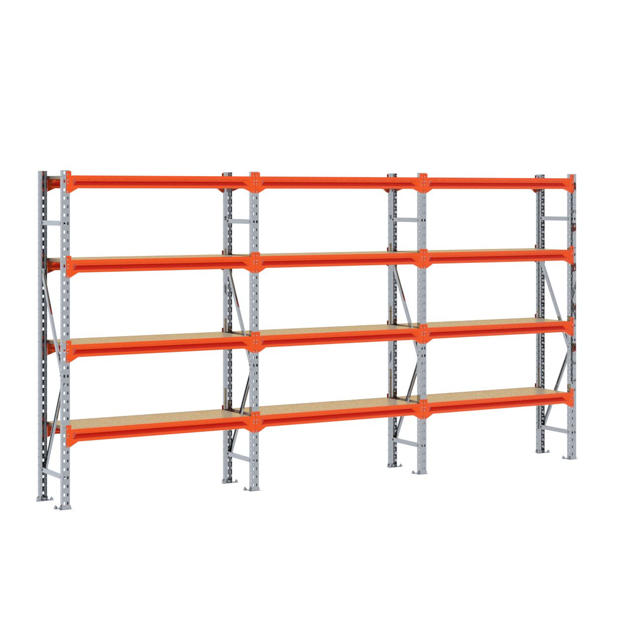 Grootvakstelling 2.000 mm x 3.800 mm x 400 mm (HxLxD) - 4 niveaus GALVA