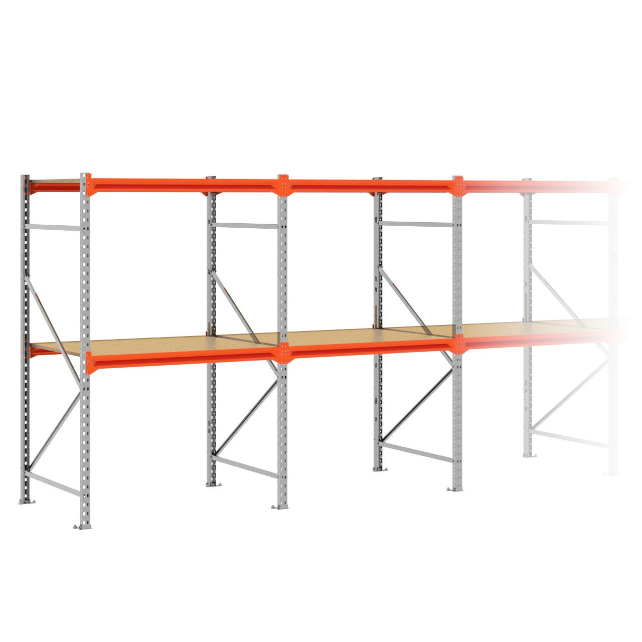 Grootvakstelling 2.000 mm x 5.100 mm x 1.000 mm (HxLxD) - 2 niveaus GALVA