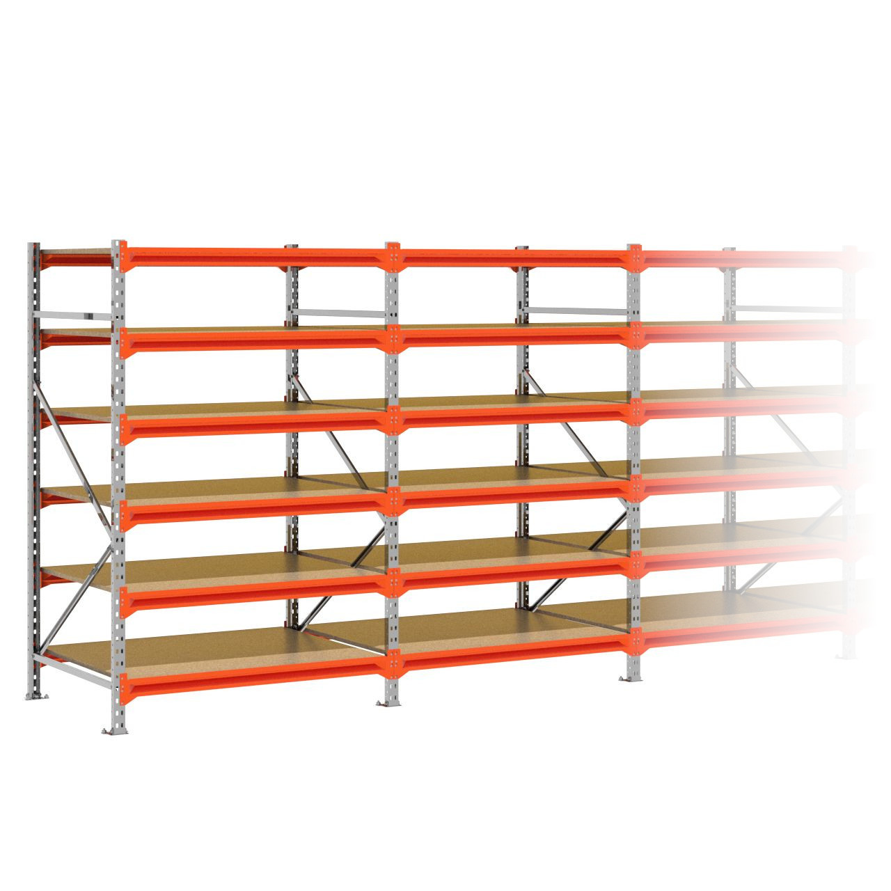 Grootvakstelling 2.000 mm x 5.100 mm x 1.000 mm (HxLxD) - 6 niveaus GALVA
