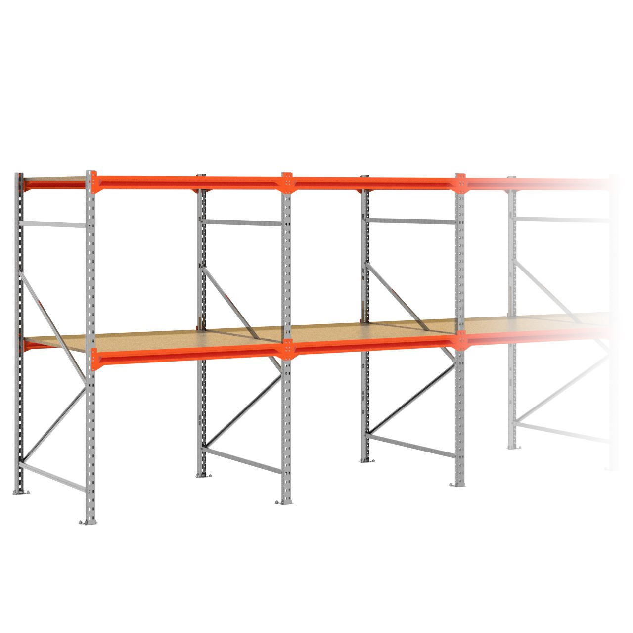 Grootvakstelling 2.000 mm x 7.600 mm x 1.200 mm (HxLxD) - 2 niveaus GALVA