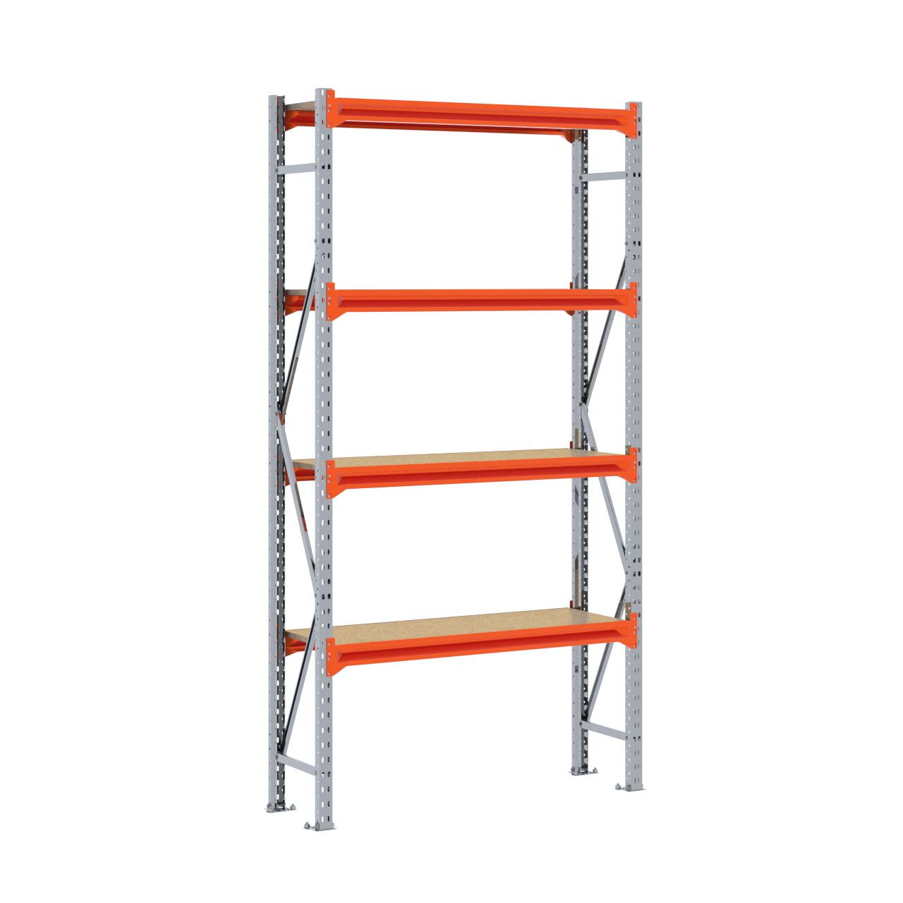 Grootvakstelling 2.500 mm x 1.300 mm x 400 mm (HxLxD) - 4 niveaus GALVA