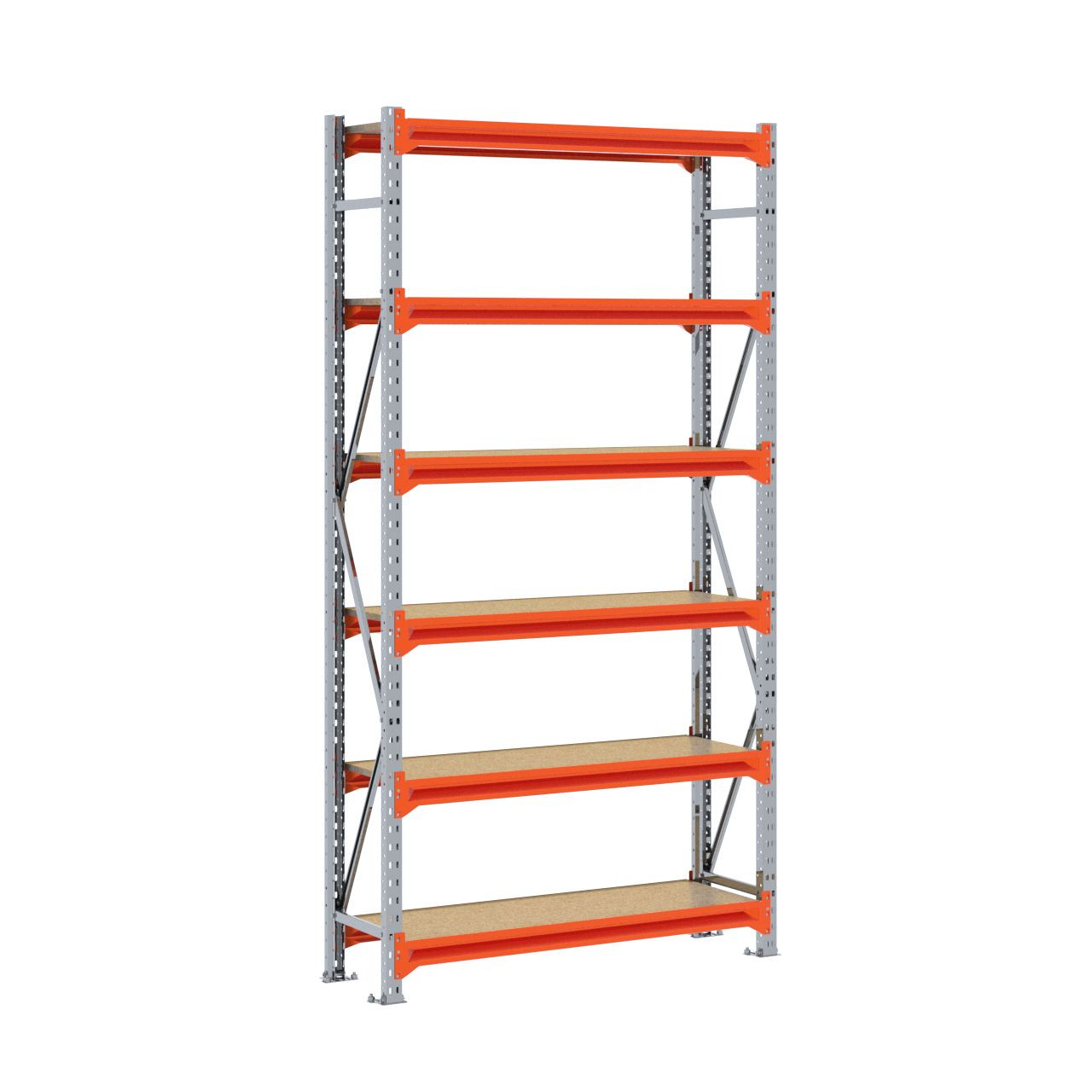 Grootvakstelling 2.500 mm x 1.300 mm x 400 mm (HxLxD) - 6 niveaus GALVA