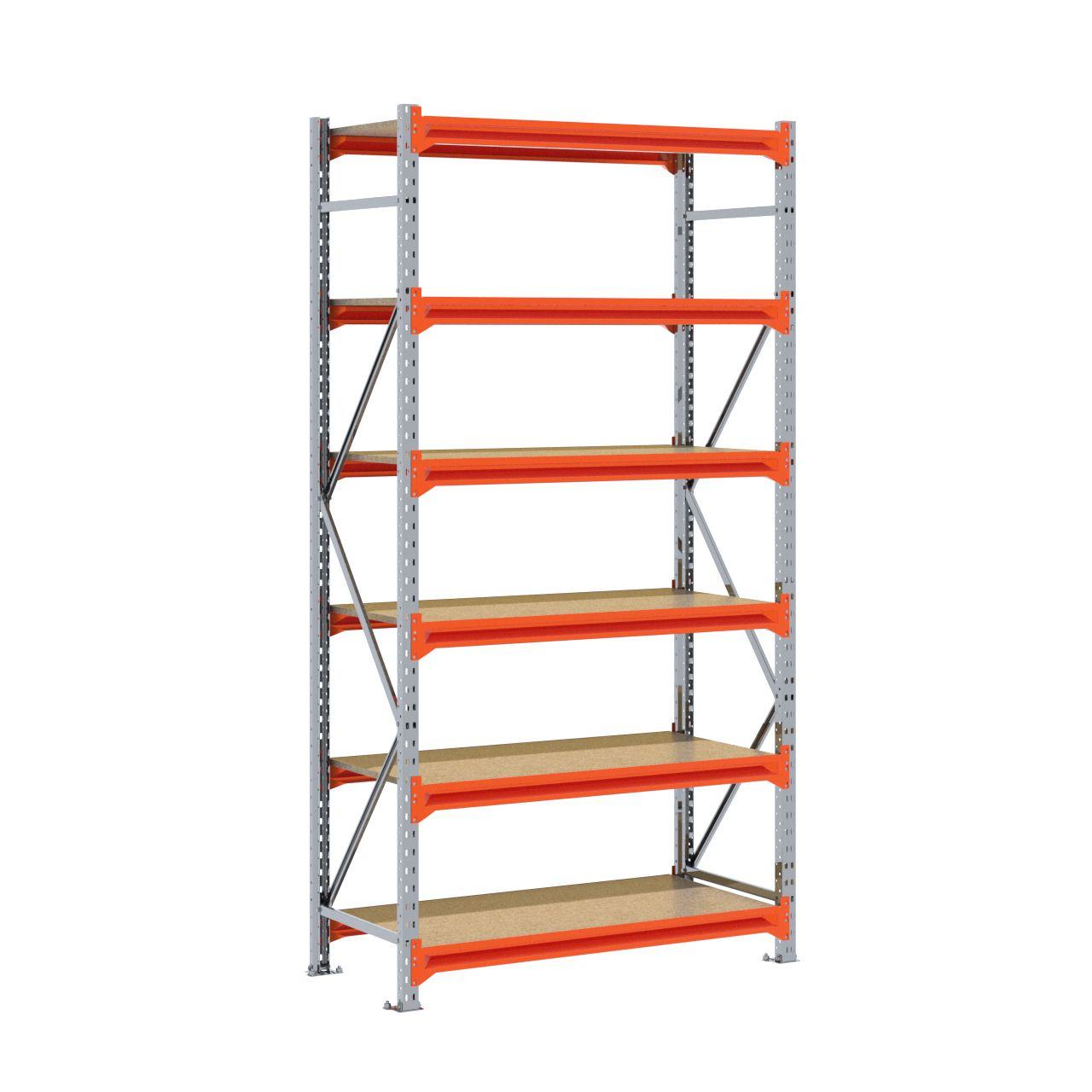 Grootvakstelling 2.500 mm x 1.300 mm x 600 mm (HxLxD) - 6 niveaus GALVA