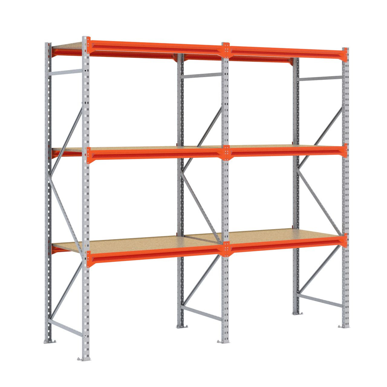Grootvakstelling 2.500 mm x 2.500 mm x 800 mm (HxLxD) - 3 niveaus GALVA - (Liggers: 1.200 mm)