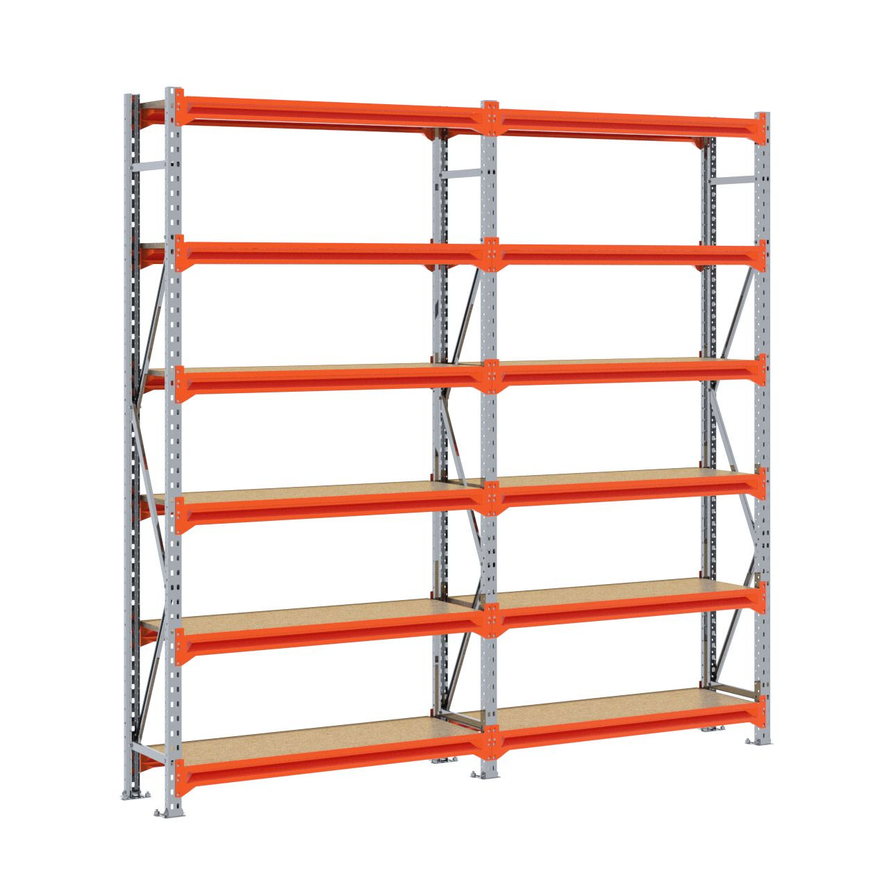 Grootvakstelling 2.500 mm x 2.500 mm x 400 mm (HxLxD) - 6 niveaus GALVA - (Liggers: 1.200 mm)