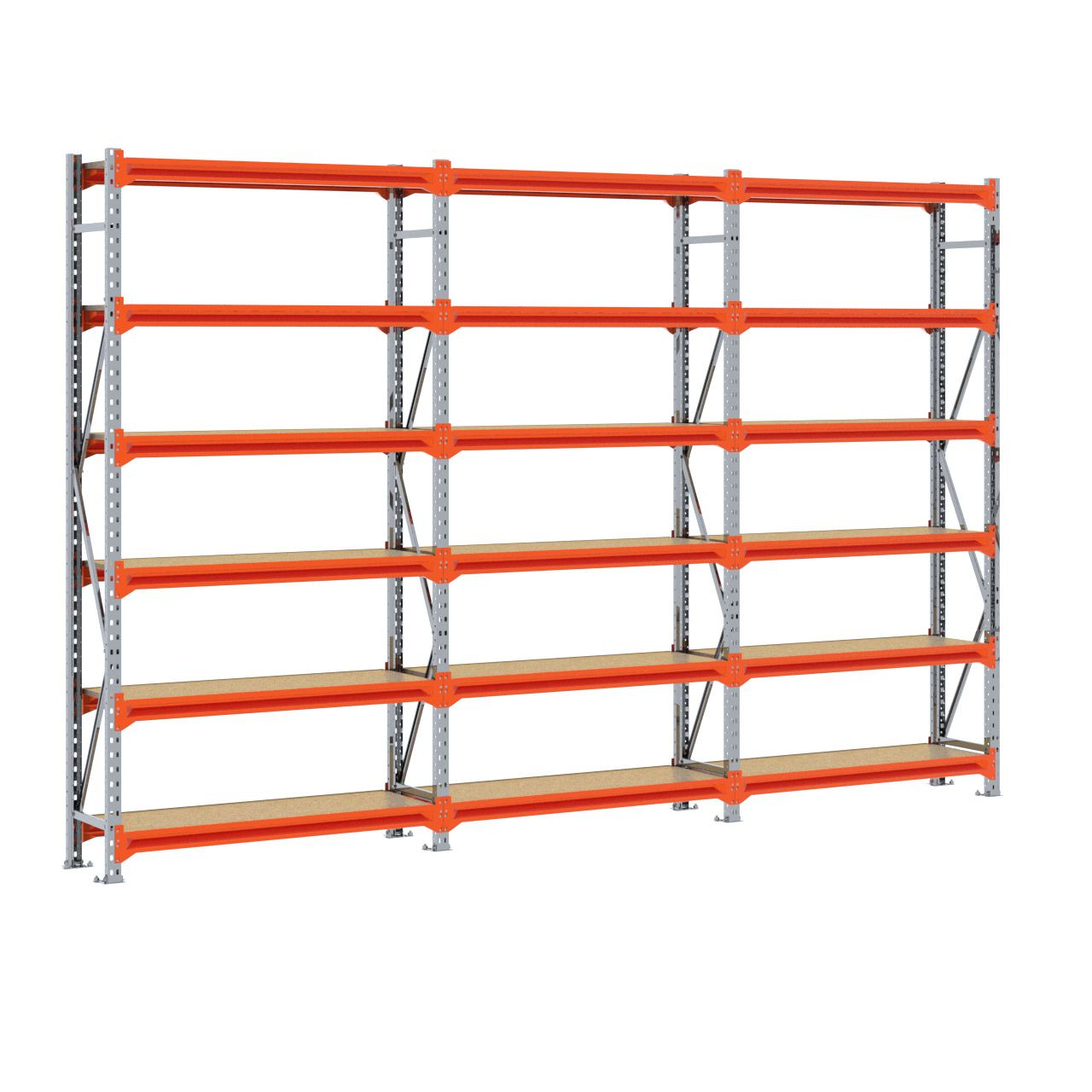 Grootvakstelling 2.500 mm x 3.800 mm x 400 mm (HxLxD) - 6 niveaus GALVA