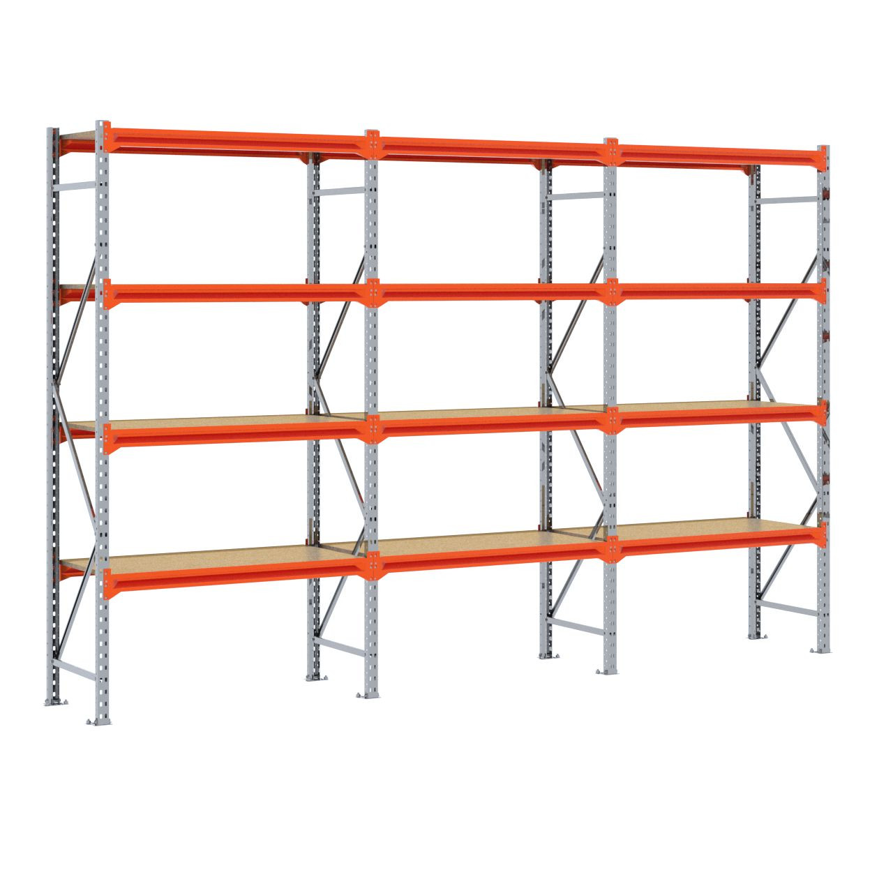 Grootvakstelling 2.500 mm x 3.800 mm x 600 mm (HxLxD) - 4 niveaus GALVA