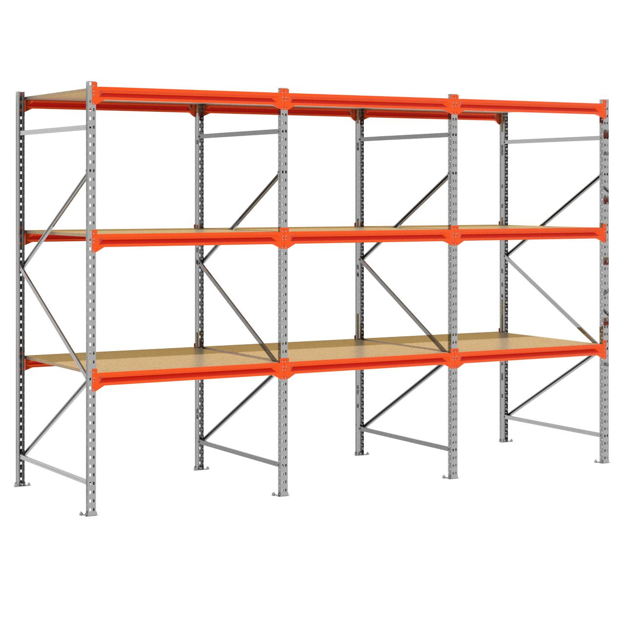 Grootvakstelling 2.500 mm x 3.800 mm x 1.200 mm (HxLxD) - 3 niveaus GALVA