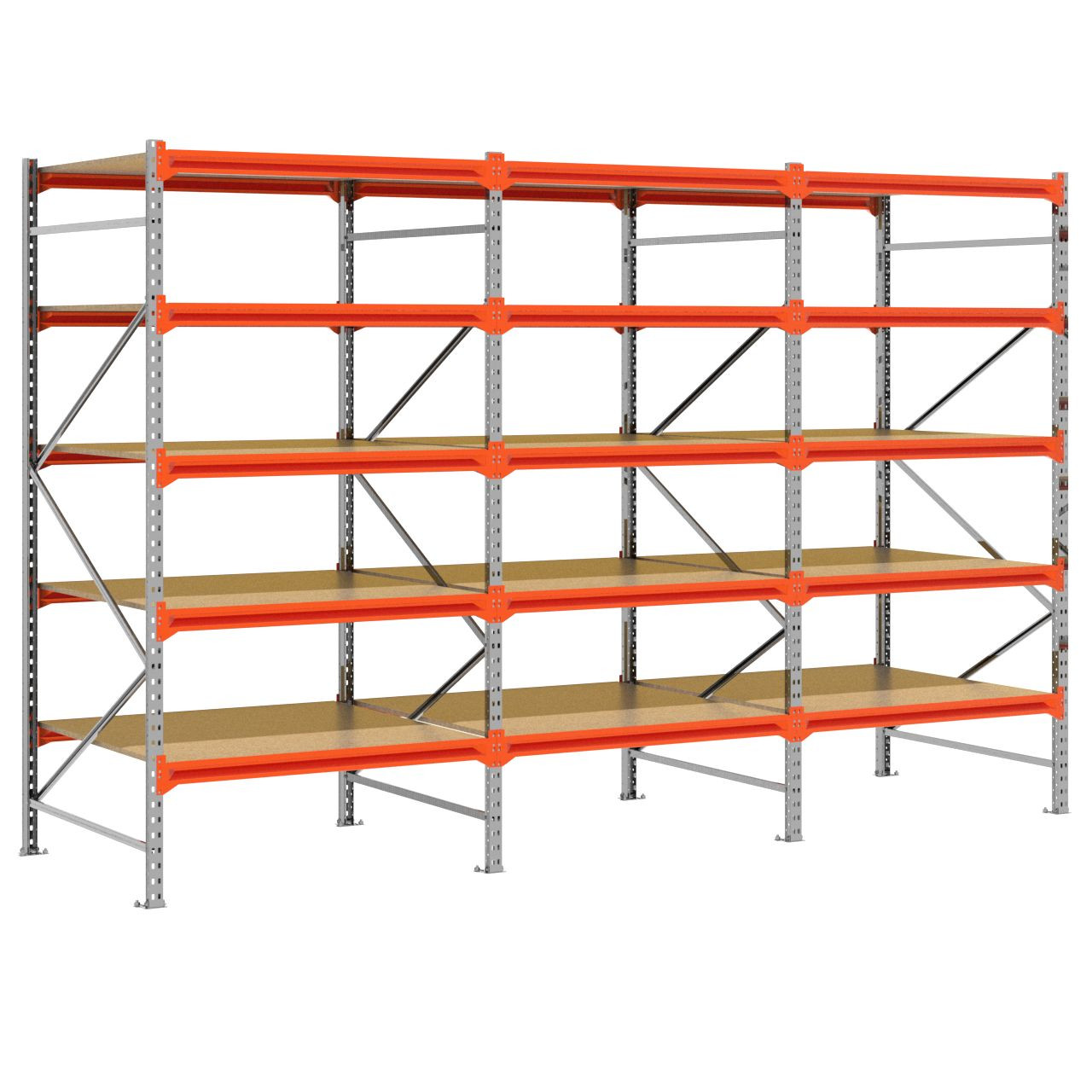 Grootvakstelling 2.500 mm x 3.800 mm x 1.200 mm (HxLxD) - 5 niveaus GALVA