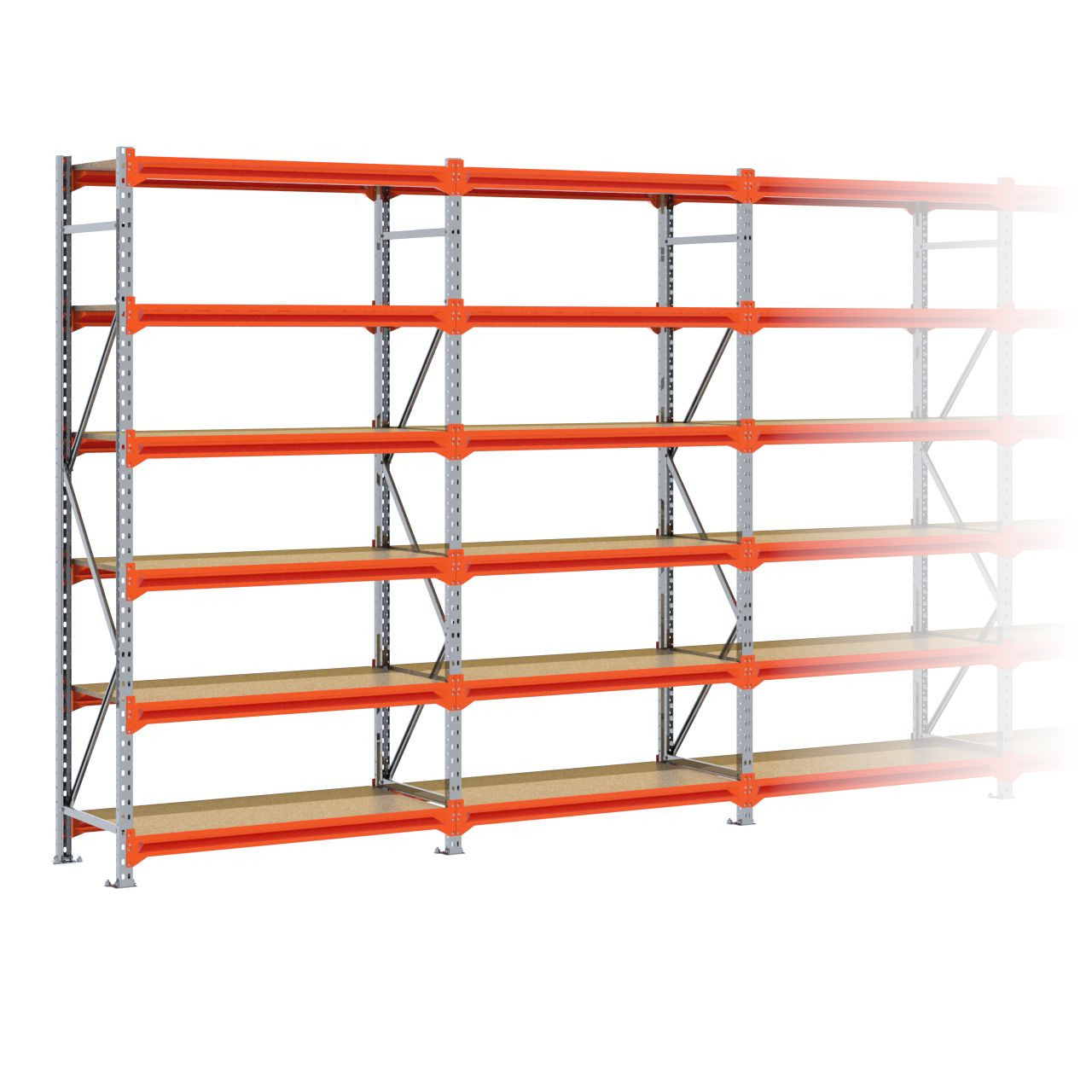 Grootvakstelling 2.500 mm x 5.100 mm x 600 mm (HxLxD) - 6 niveaus GALVA