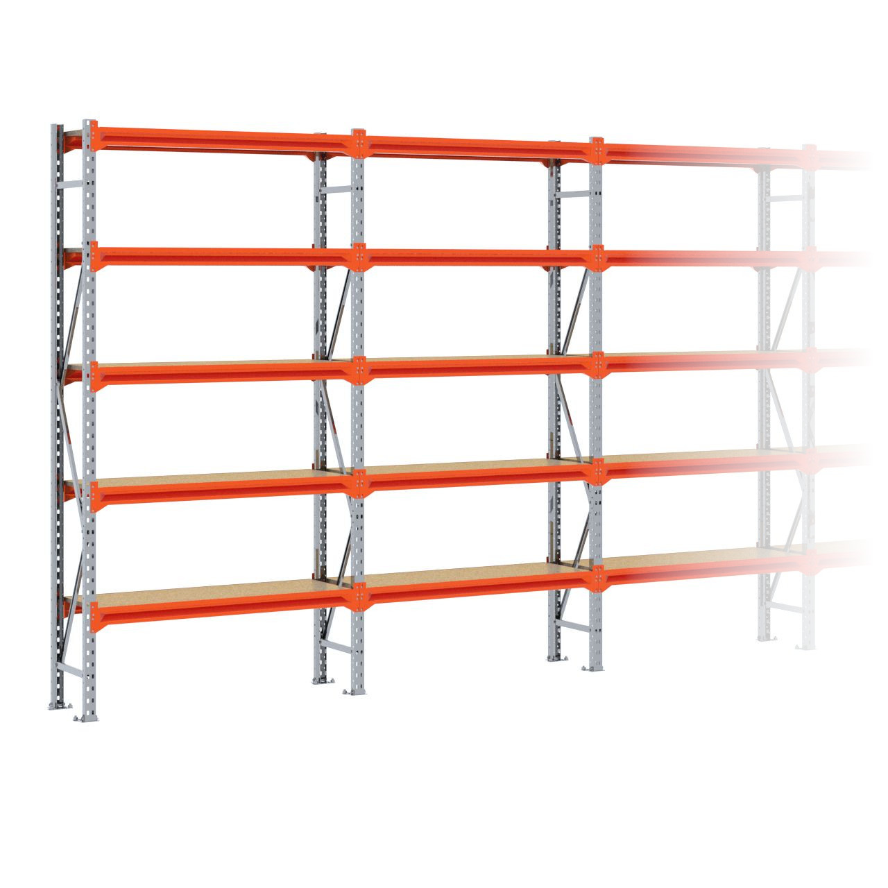 Grootvakstelling 2.500 mm x 5.100 mm x 400 mm (HxLxD) - 5 niveaus GALVA