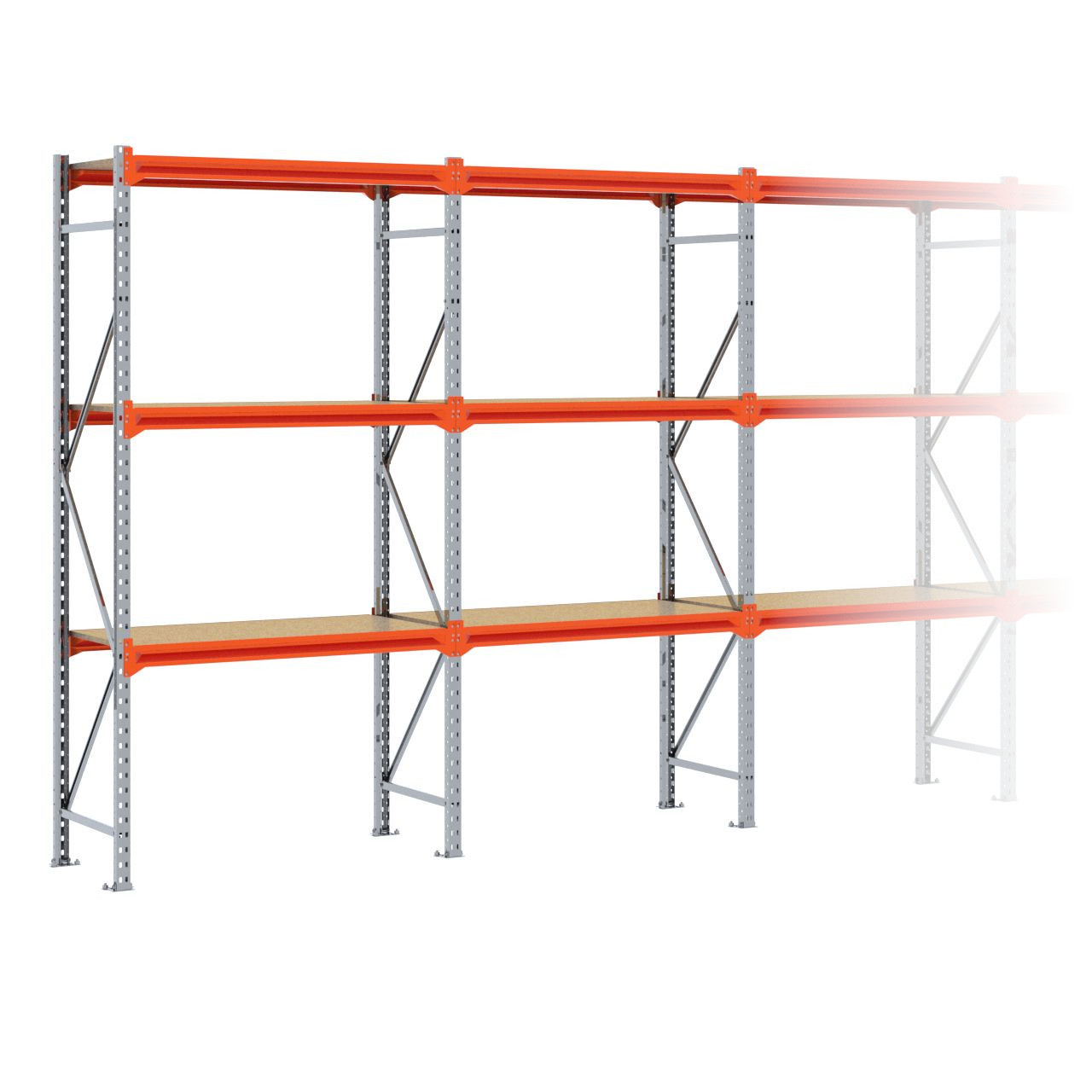 Grootvakstelling 2.500 mm x 5.100 mm x 600 mm (HxLxD) - 3 niveaus GALVA