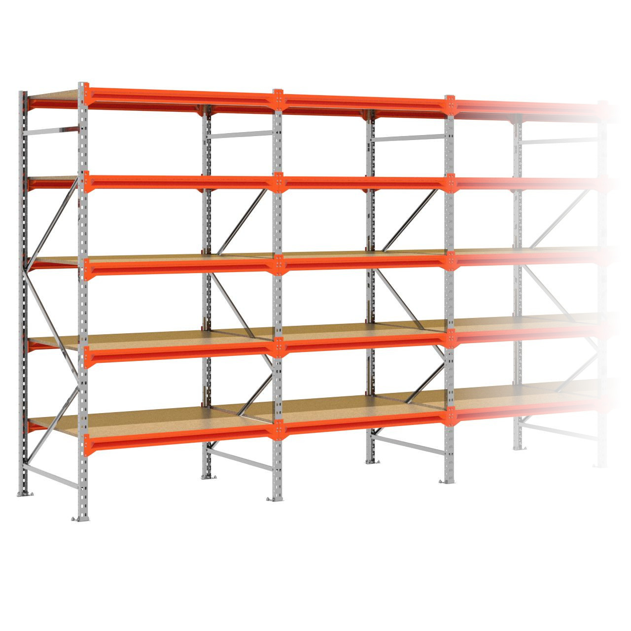 Grootvakstelling 2.500 mm x 5.100 mm x 1.000 mm (HxLxD) - 5 niveaus GALVA