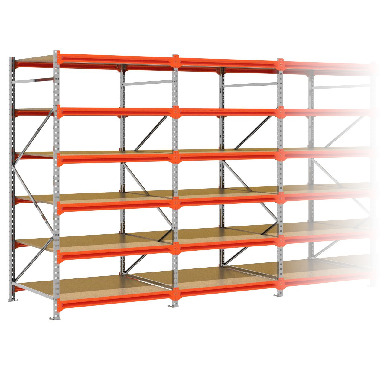 Grootvakstelling 2.500 mm x 7.600 mm x 1.200 mm (HxLxD) - 6 niveaus GALVA