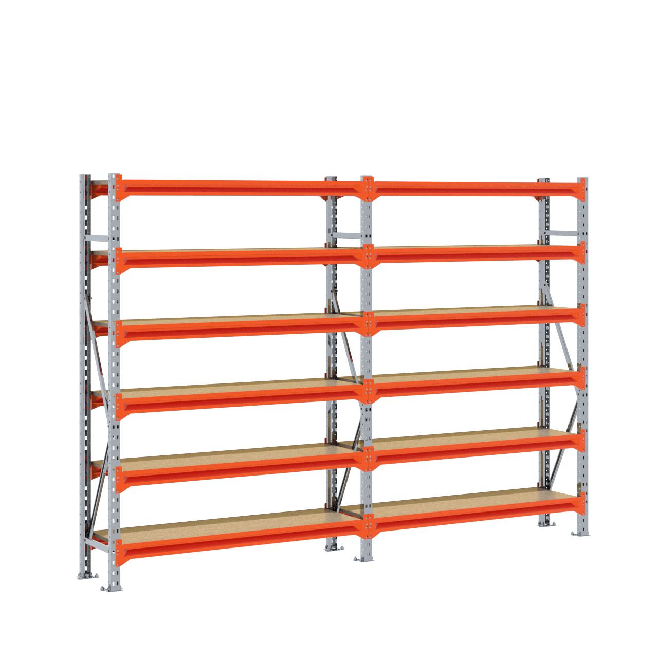 Grootvakstelling 2.000 mm x 2.900 mm x 400 mm (HxLxD) - 6 niveaus GALVA
