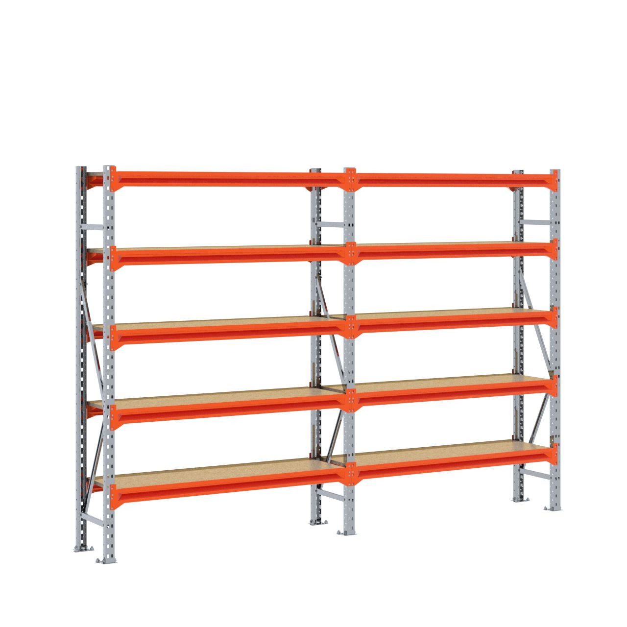 Grootvakstelling 2.000 mm x 2.900 mm x 400 mm (HxLxD) - 5 niveaus GALVA