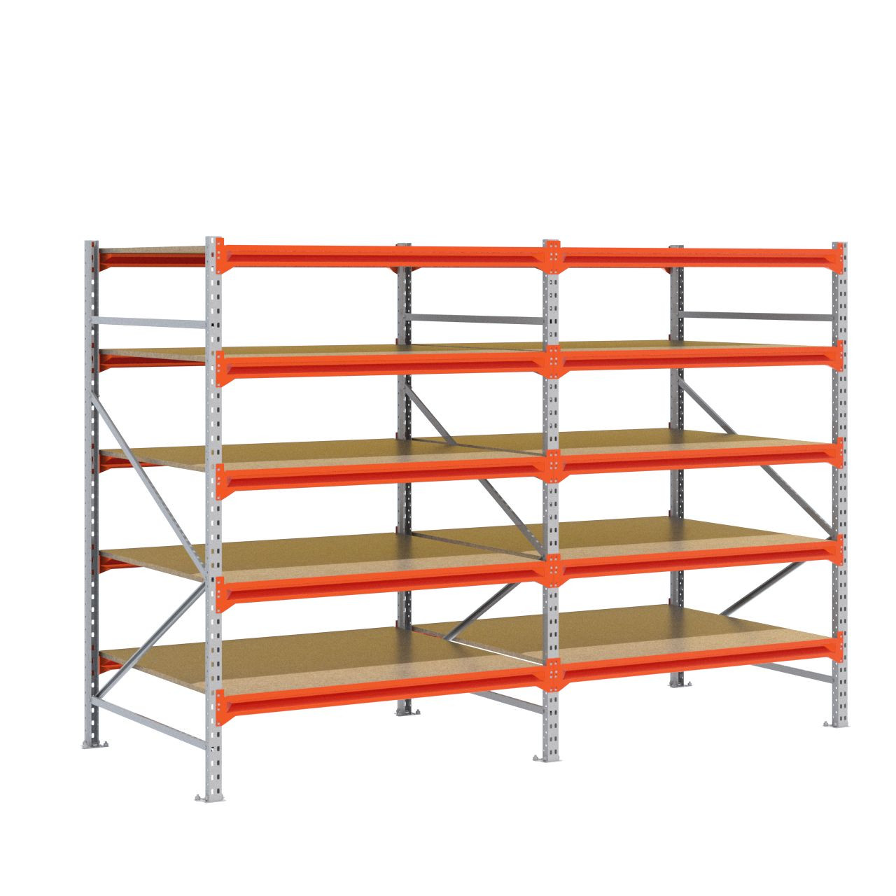Grootvakstelling 2.000 mm x 2.900 mm x 1.200 mm (HxLxD) - 5 niveaus GALVA