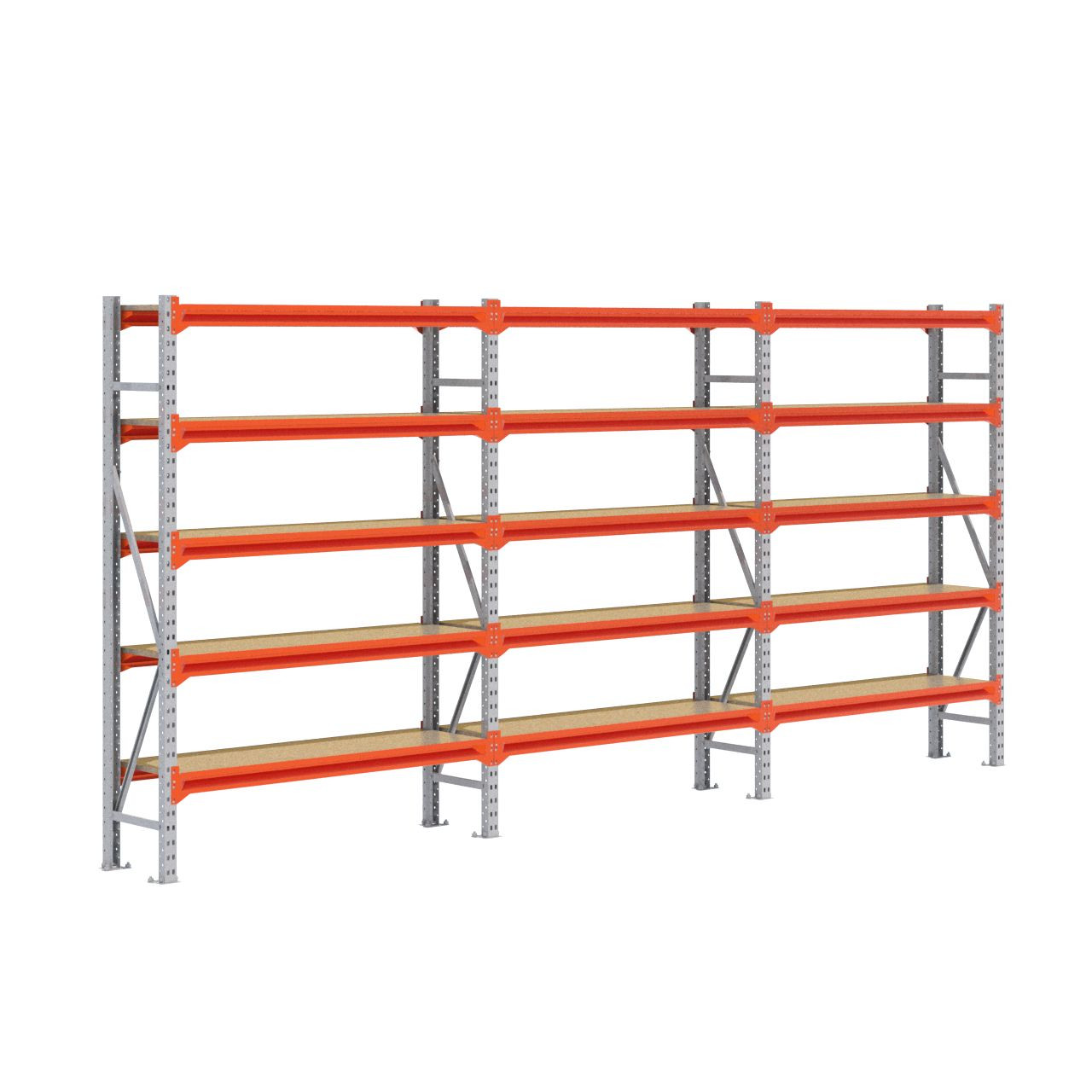 Grootvakstelling 2.000 mm x 4.300 mm x 400 mm (HxLxD) - 5 niveaus GALVA (Liggers: 1.350 mm)
