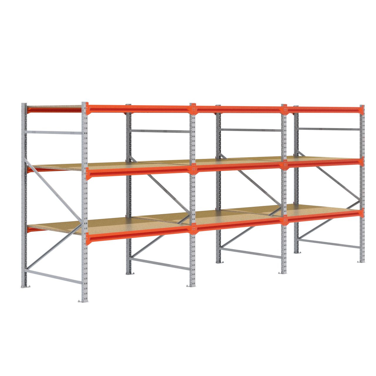 Grootvakstelling 2.000 mm x 4.300 mm x 1.200 mm (HxLxD) - 3 niveaus GALVA (Liggers: 1.350 mm)
