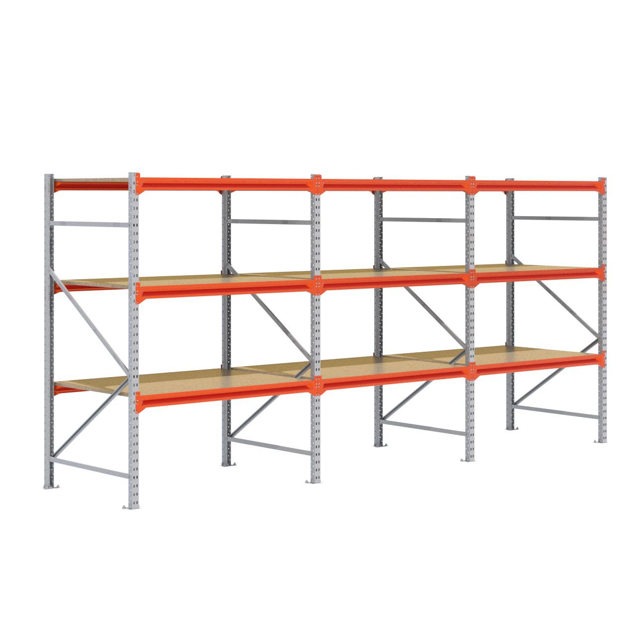 Grootvakstelling 2.000 mm x 4.300 mm x 1.000 mm (HxLxD) - 3 niveaus GALVA (Liggers: 1.350 mm)