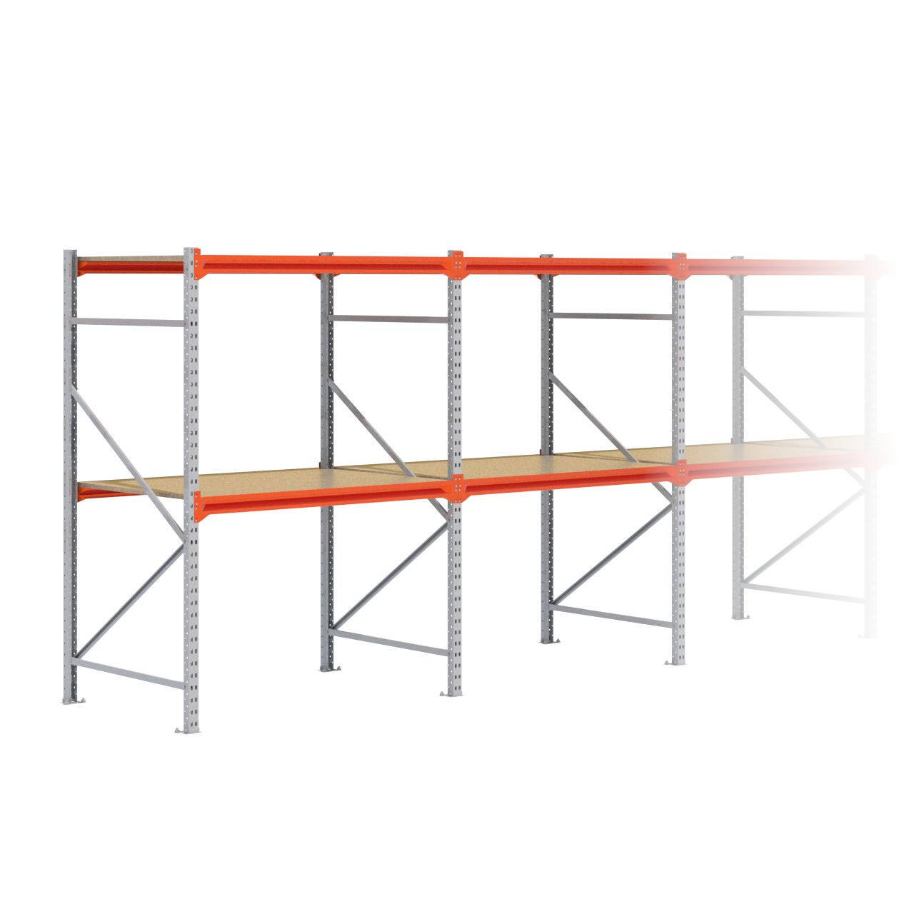 Grootvakstelling 2.000 mm x 8.500 mm x 1.000 mm (HxLxD) - 2 niveaus GALVA
