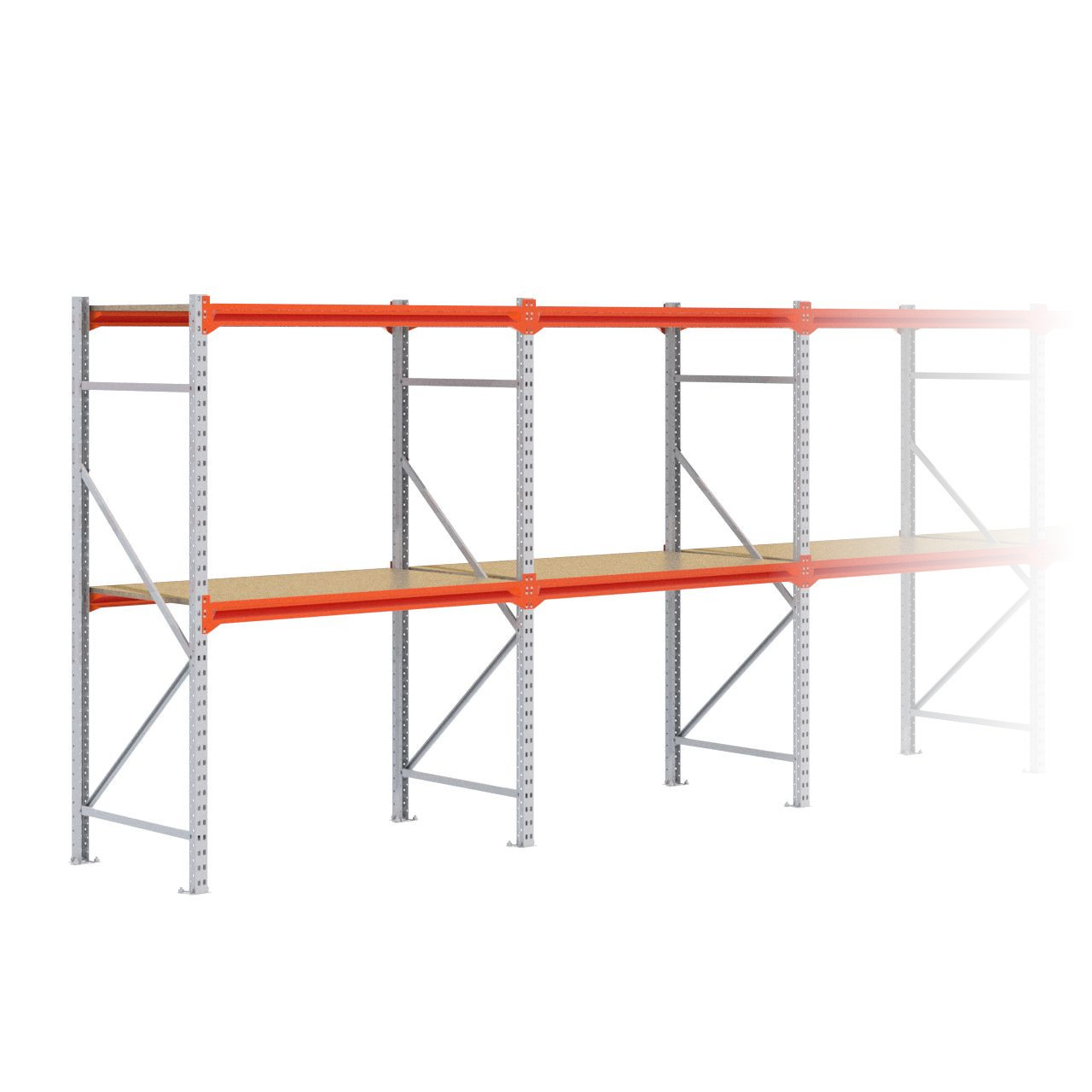 Grootvakstelling 2.000 mm x 11.300 mm x 800 mm (HxLxD) - 2 niveaus GALVA