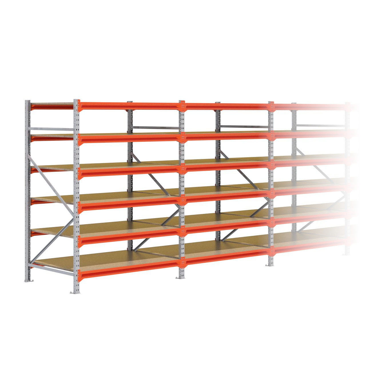 Grootvakstelling 2.000 mm x 12.700 mm x 1.000 mm (HxLxD) - 6 niveaus GALVA