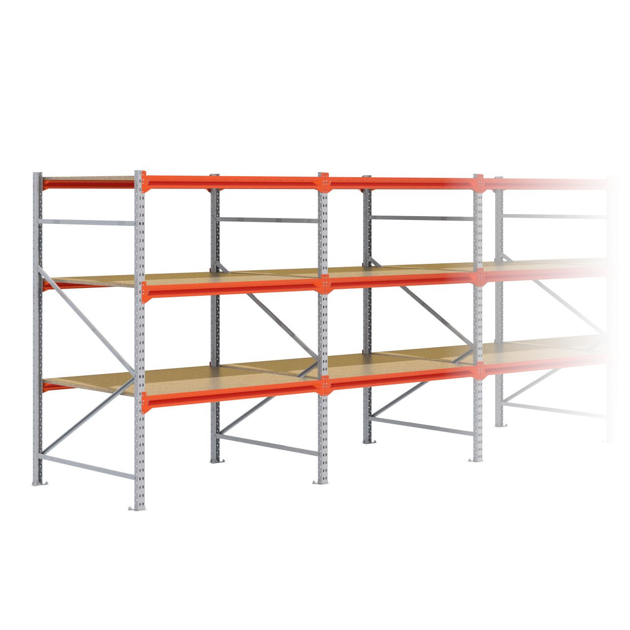 Grootvakstelling 2.000 mm x 12.700 mm x 1.200 mm (HxLxD) - 3 niveaus GALVA