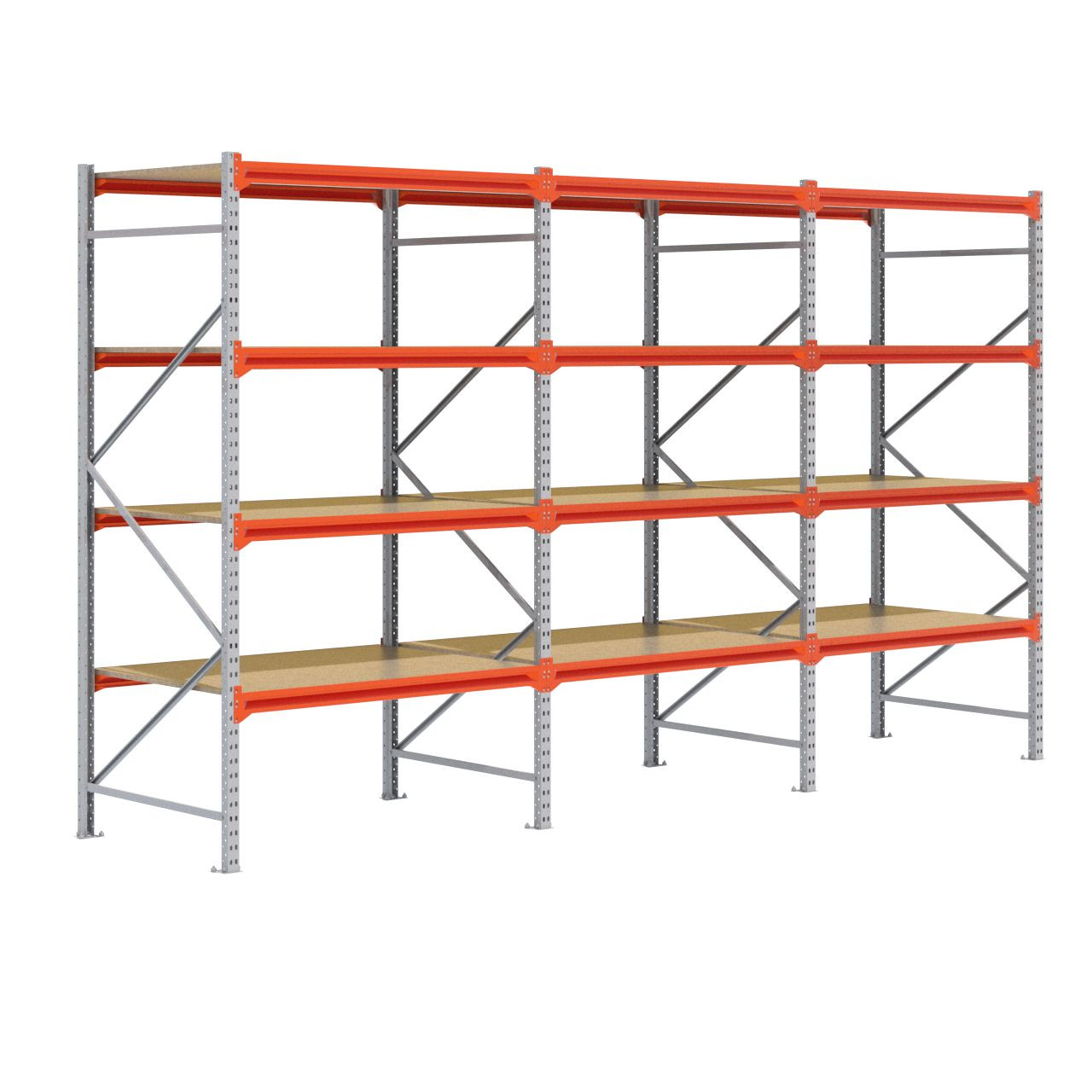 Grootvakstelling 2.500 mm x 4.300 mm x 1.000 mm (HxLxD) - 4 niveaus GALVA (Liggers: 1.350 mm)