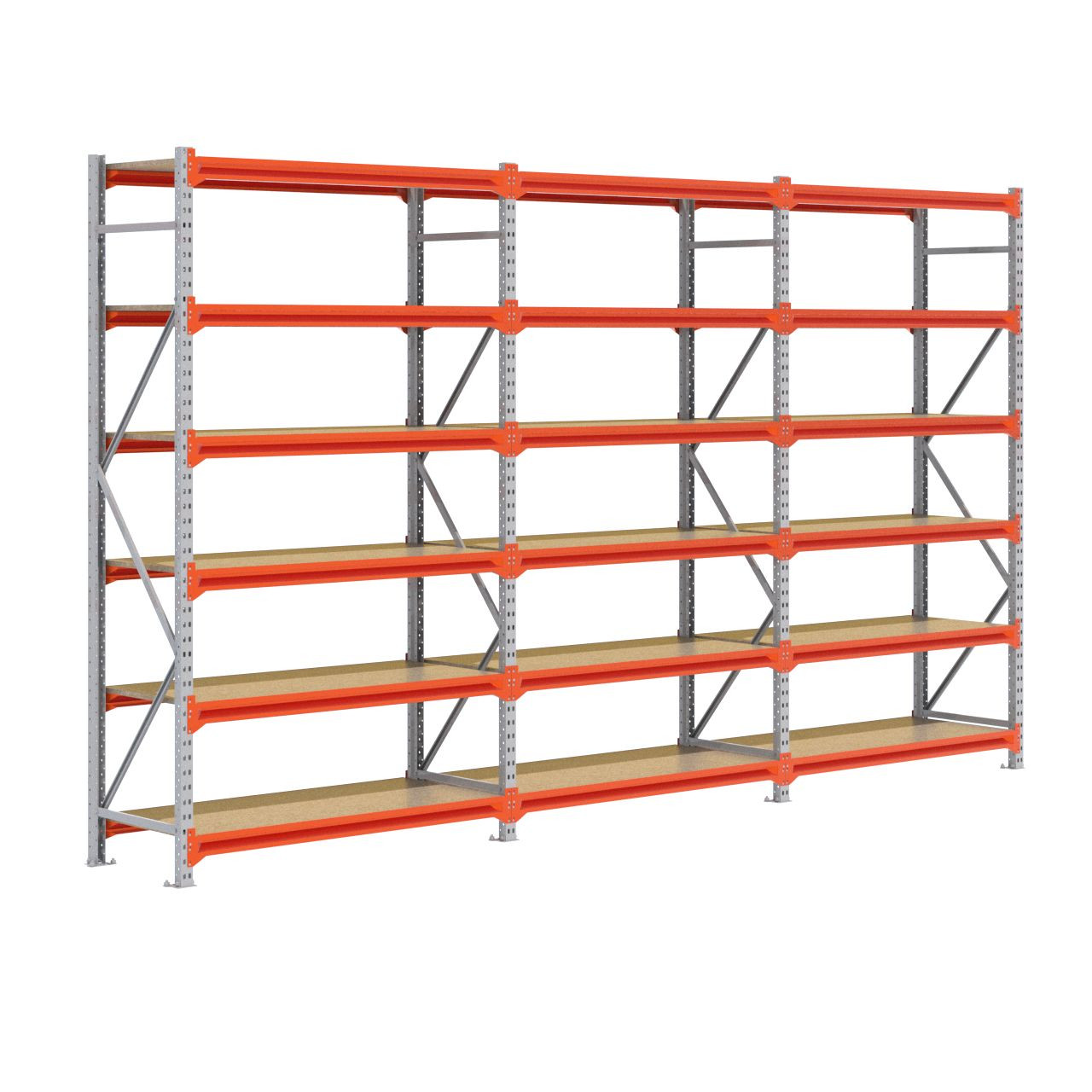 Grootvakstelling 2.500 mm x 4.300 mm x 600 mm (HxLxD) - 6 niveaus GALVA (Liggers: 1.350 mm)