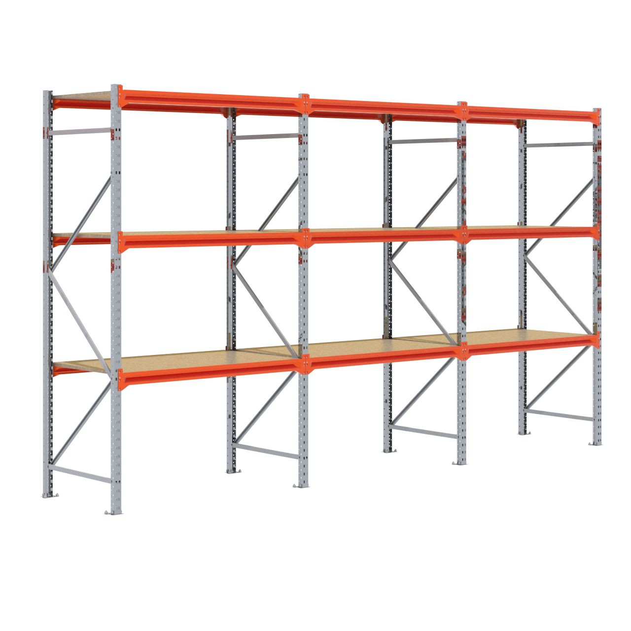 Grootvakstelling 2.500 mm x 4.300 mm x 800 mm (HxLxD) - 3 niveaus GALVA (Liggers: 1.350 mm)