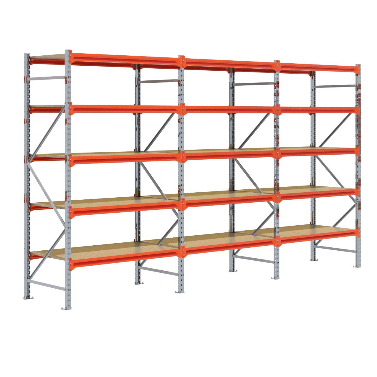 Grootvakstelling 2.500 mm x 4.300 mm x 800 mm (HxLxD) - 5 niveaus GALVA (Liggers: 1.350 mm)