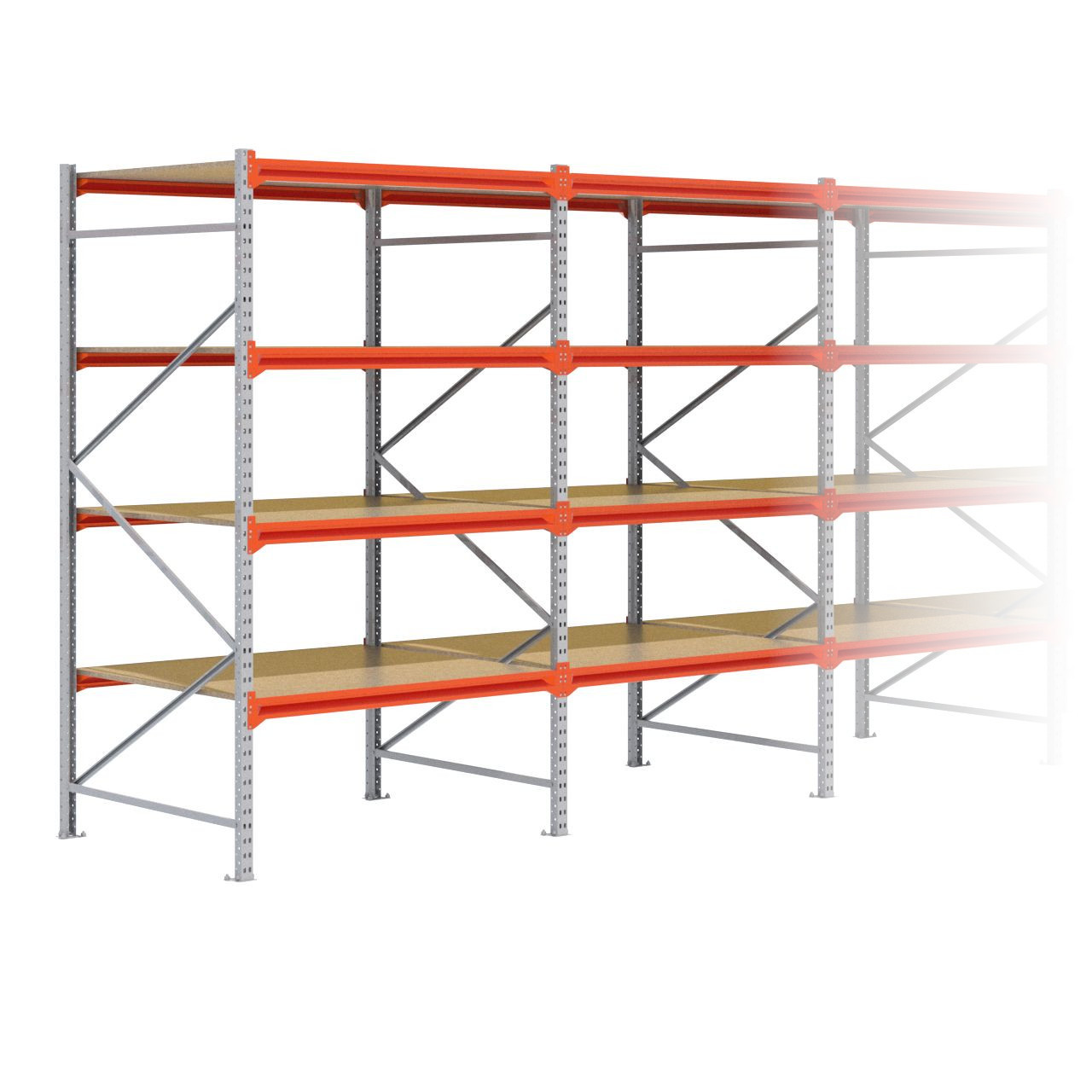 Grootvakstelling 2.500 mm x 5.700 mm x 1.200 mm (HxLxD) - 4 niveaus GALVA