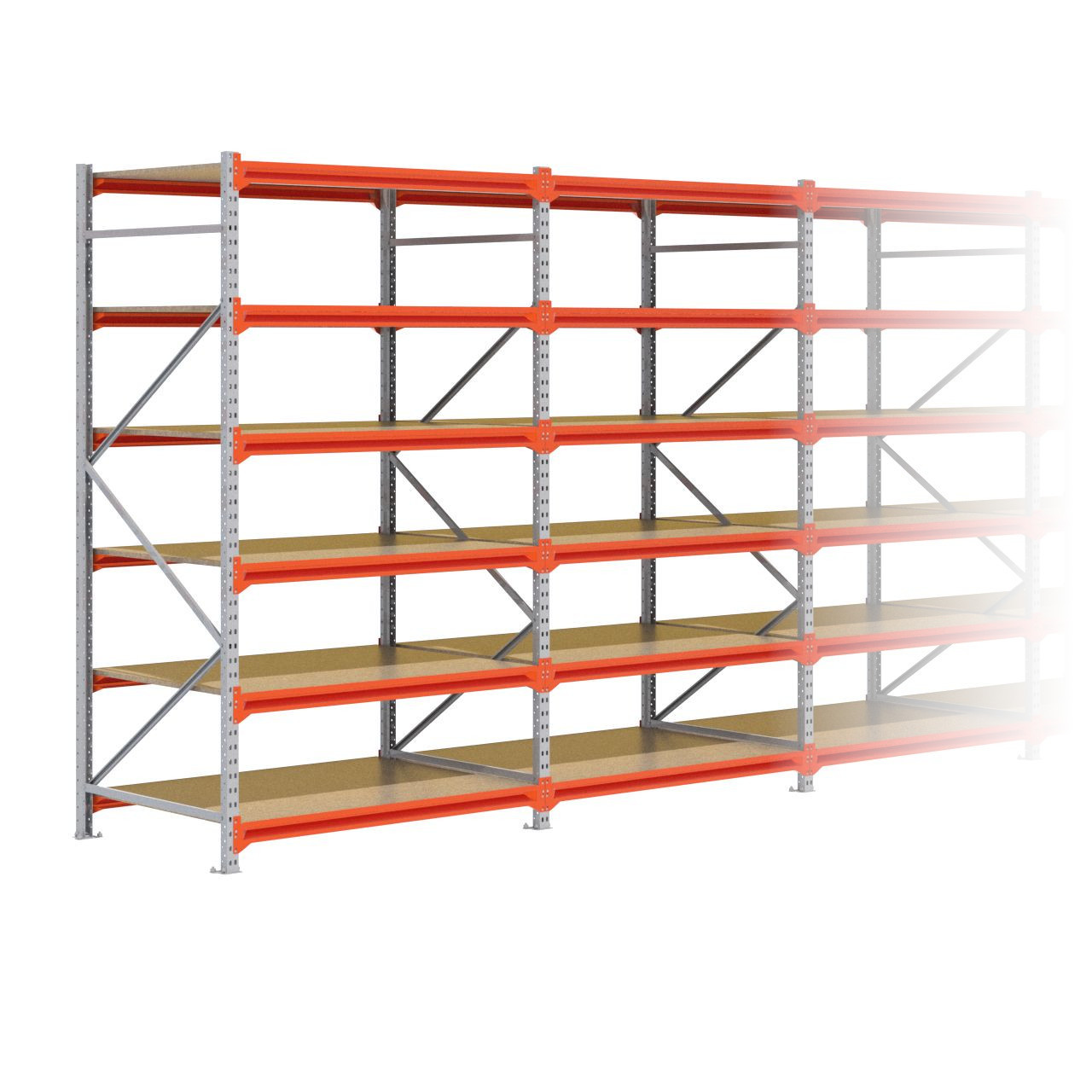 Grootvakstelling 2.500 mm x 8.500 mm x 1.000 mm (HxLxD) - 6 niveaus GALVA