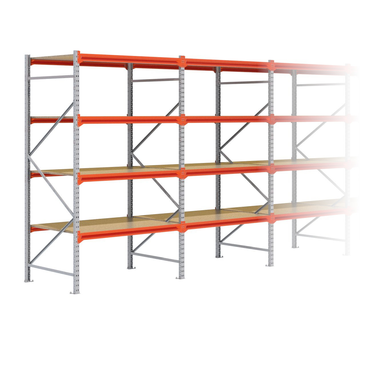 Grootvakstelling 2.500 mm x 8.500 mm x 1.000 mm (HxLxD) - 4 niveaus GALVA