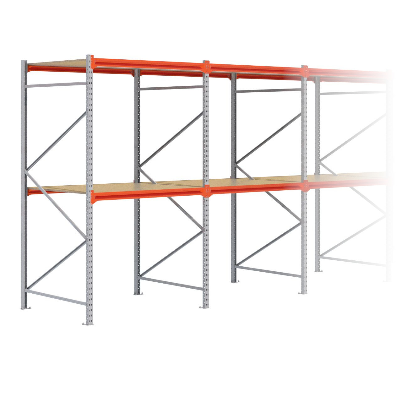 Grootvakstelling 2.500 mm x 11.300 mm x 1.200 mm (HxLxD) - 2 niveaus GALVA