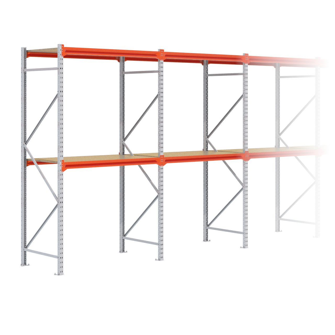 Grootvakstelling 2.500 mm x 11.300 mm x 800 mm (HxLxD) - 2 niveaus GALVA