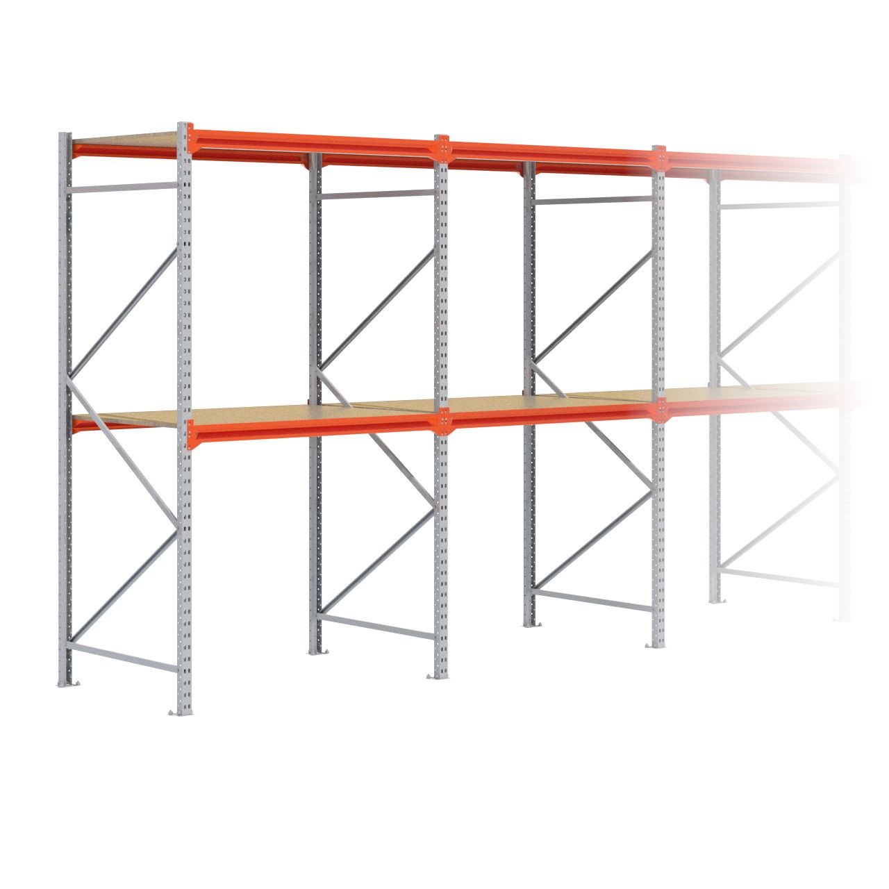 Grootvakstelling 2.500 mm x 12.700 mm x 1.000 mm (HxLxD) - 2 niveaus GALVA