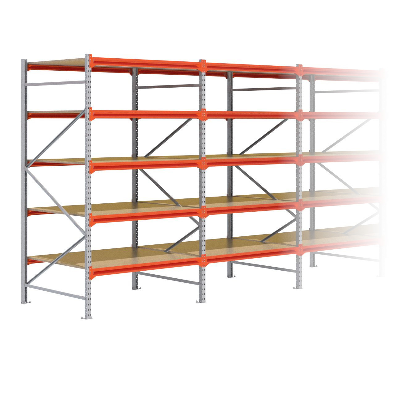 Grootvakstelling 2.500 mm x 12.700 mm x 1.200 mm (HxLxD) - 5 niveaus GALVA