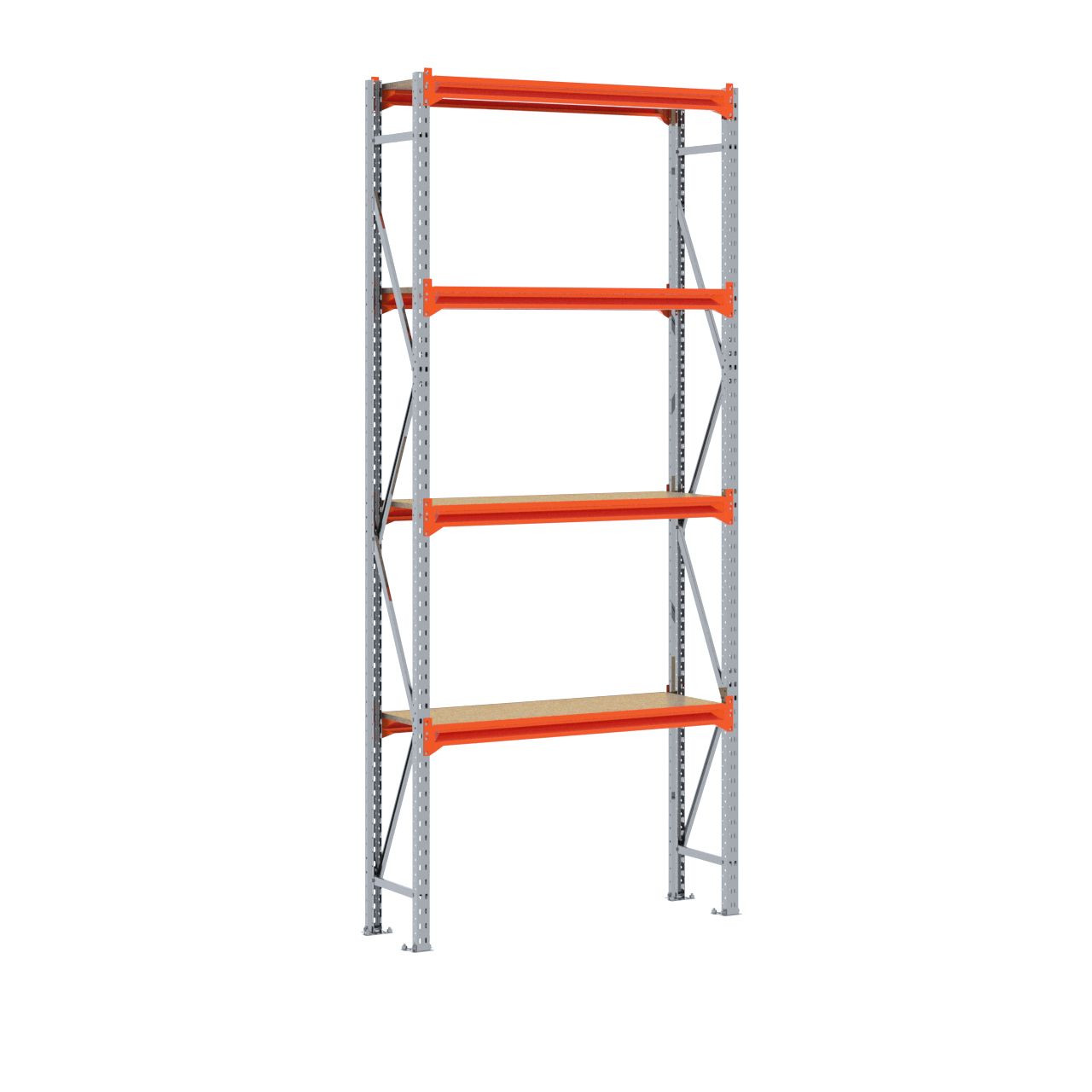 Grootvakstelling 3.000 mm x 1.300 mm x 400 mm (HxLxD) - 4 niveaus GALVA
