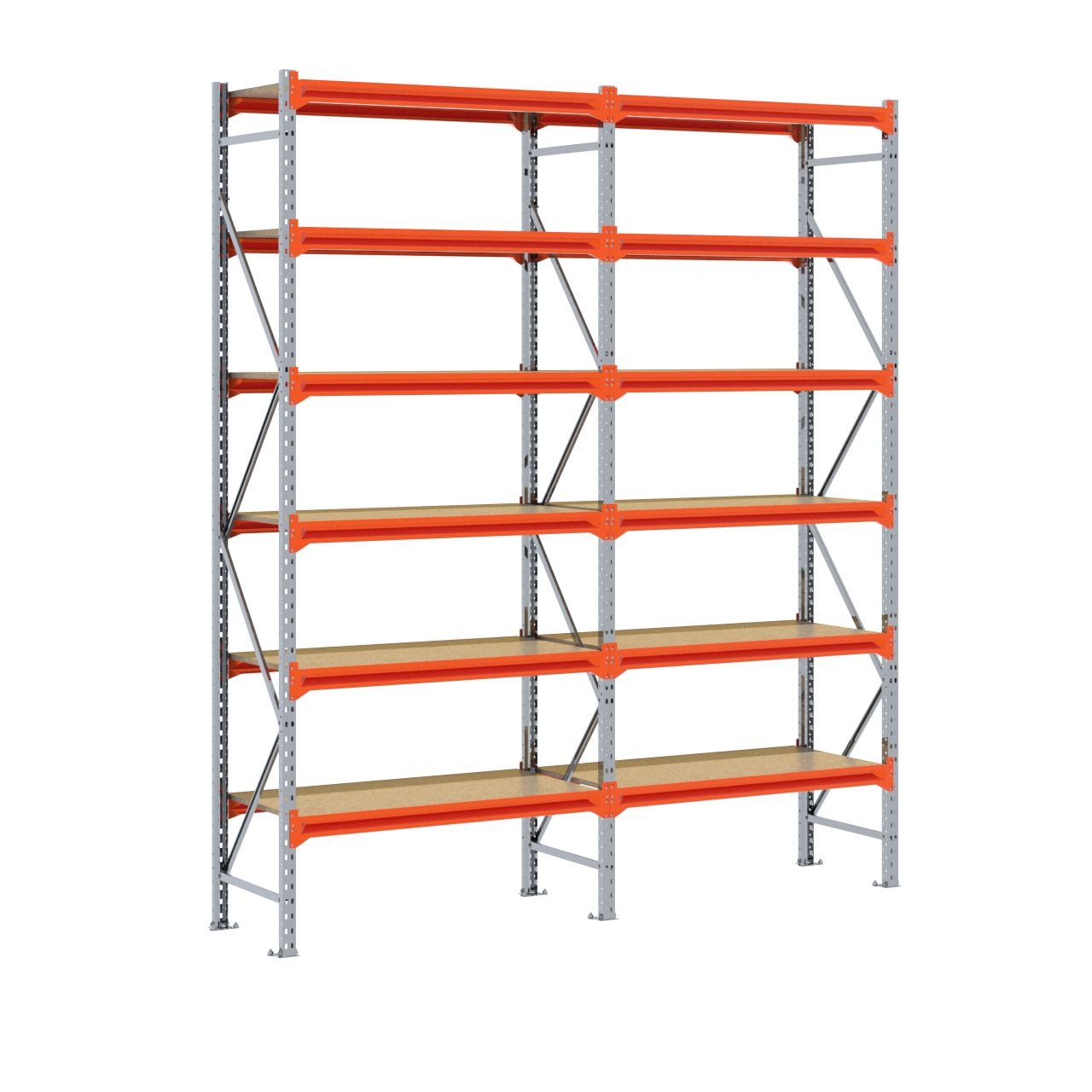Grootvakstelling 3.000 mm x 2.500 mm x 600 mm (HxLxD) - 6 niveaus GALVA - (Liggers: 1.200 mm)