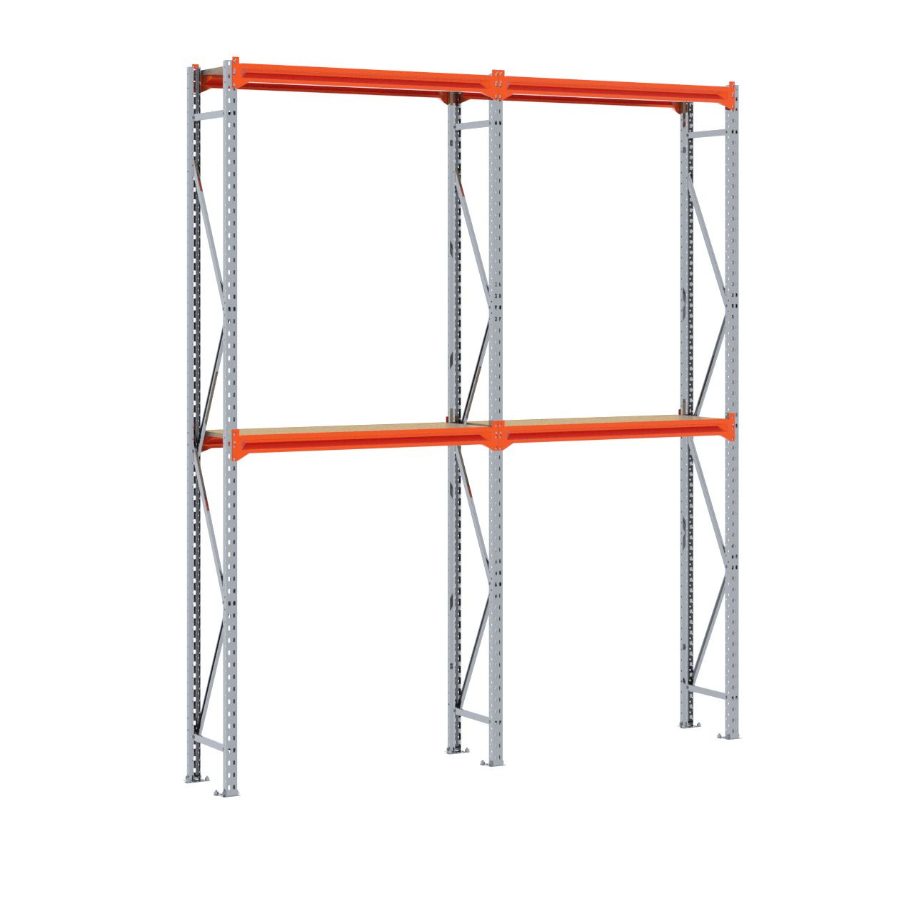 Grootvakstelling 3.000 mm x 2.500 mm x 400 mm (HxLxD) - 2 niveaus GALVA - (Liggers: 1.200 mm)