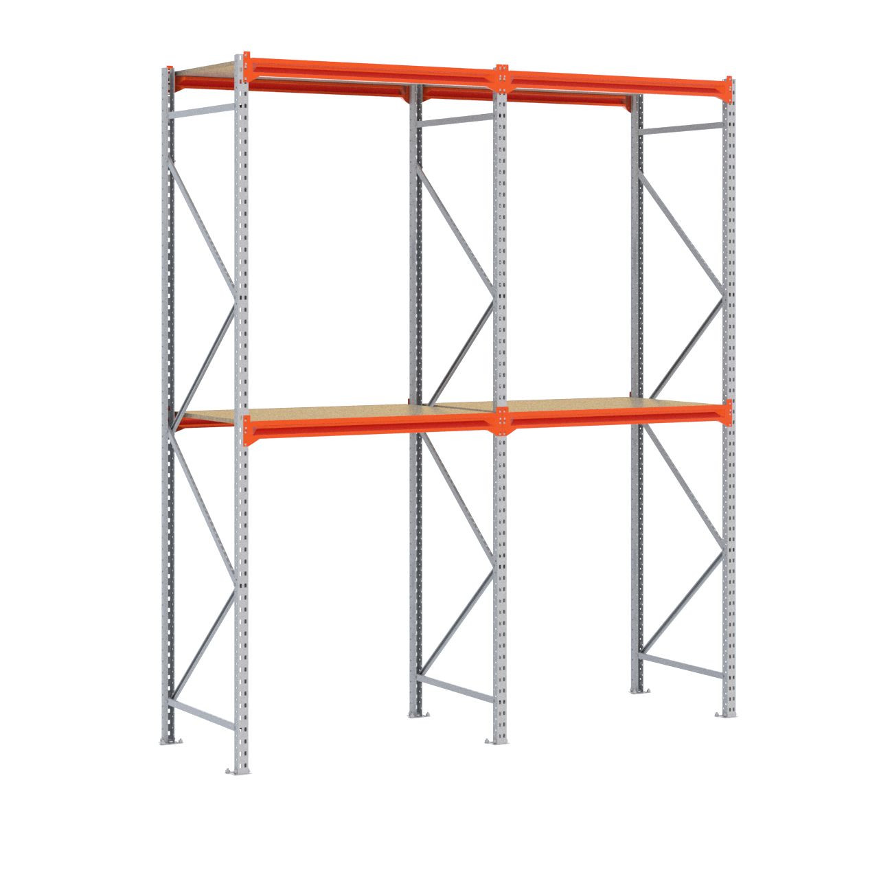 Grootvakstelling 3.000 mm x 2.500 mm x 800 mm (HxLxD) - 2 niveaus GALVA - (Liggers: 1.200 mm)