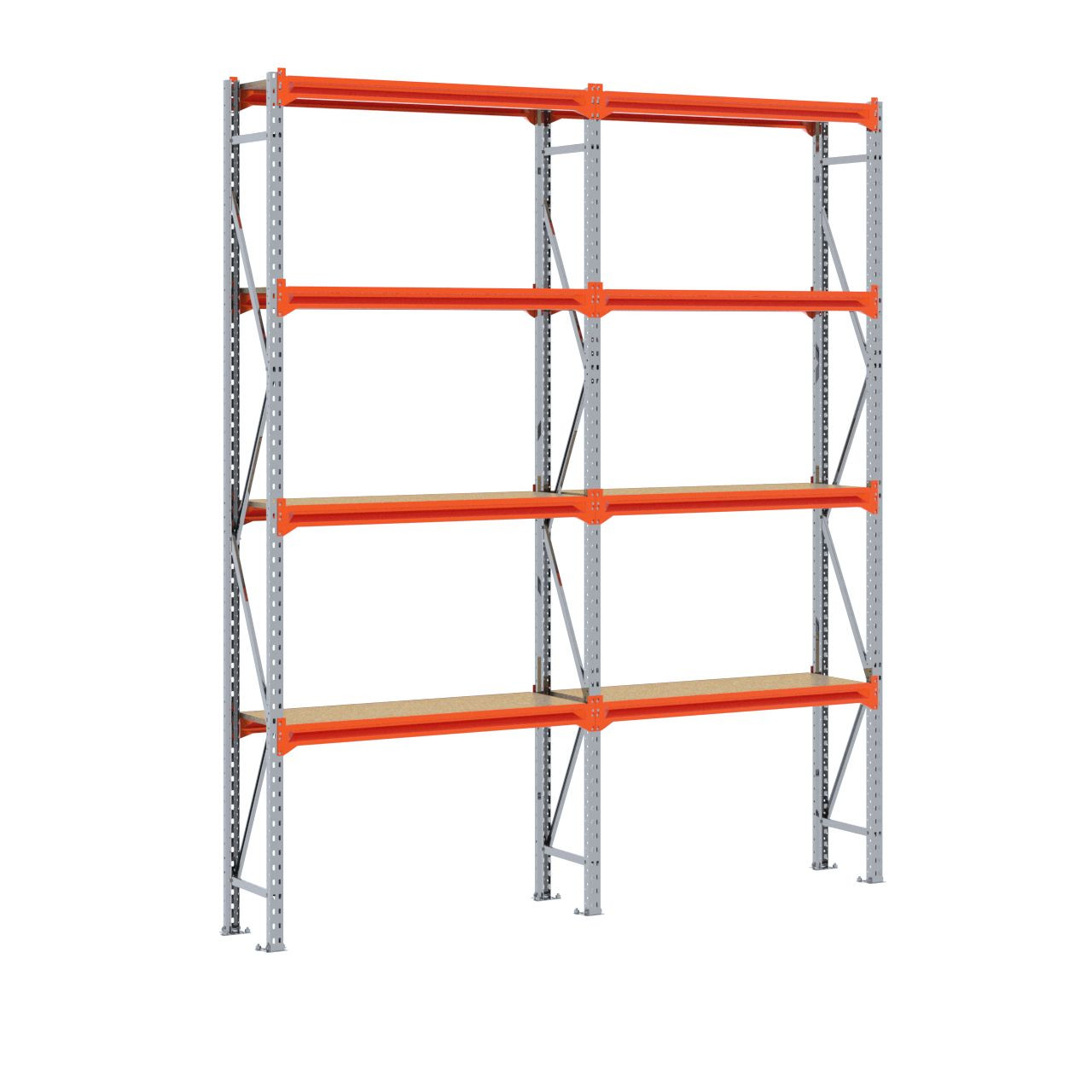 Grootvakstelling 3.000 mm x 2.500 mm x 400 mm (HxLxD) - 4 niveaus GALVA - (Liggers: 1.200 mm)