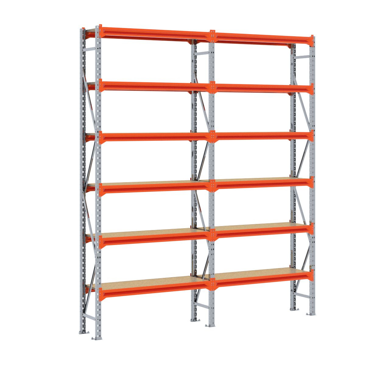 Grootvakstelling 3.000 mm x 2.500 mm x 400 mm (HxLxD) - 6 niveaus GALVA - (Liggers: 1.200 mm)